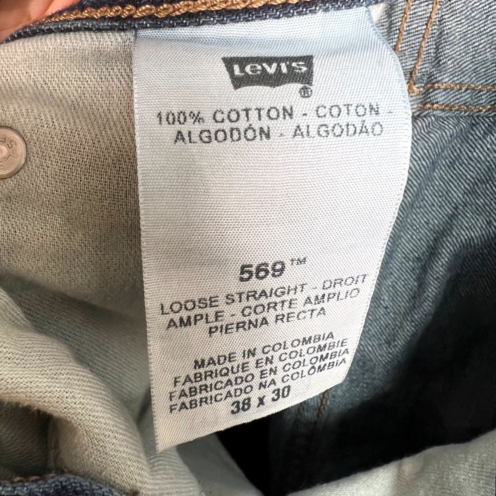 Levi's Levis 569 Loose Straight Jeans Mens 38x30 Blue Denim 100% Cotton Size US 38 / EU 54 - 4 Thumbnail
