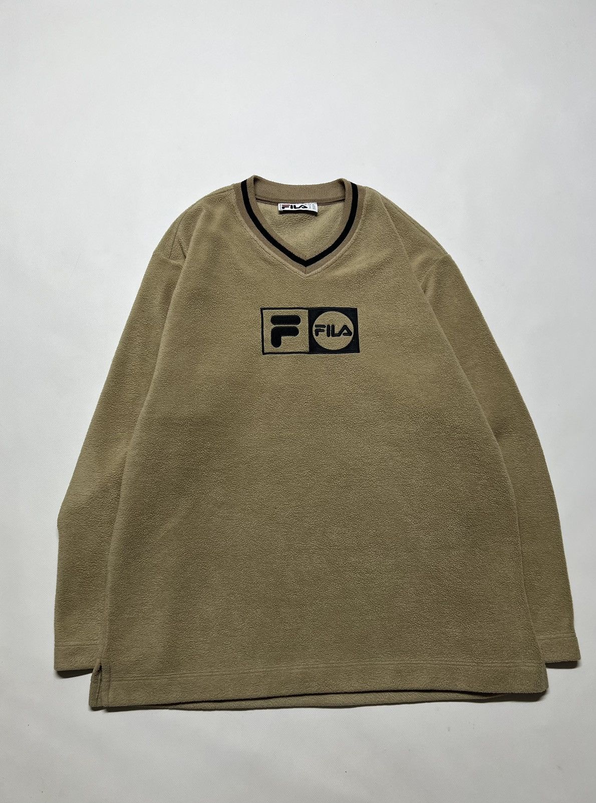 Fila × Vintage Vintage Y2k Fila Light Brown Spell Out Fleece Sweatshirt 90s Size US M / EU 48-50 / 2 - 2 Thumbnail