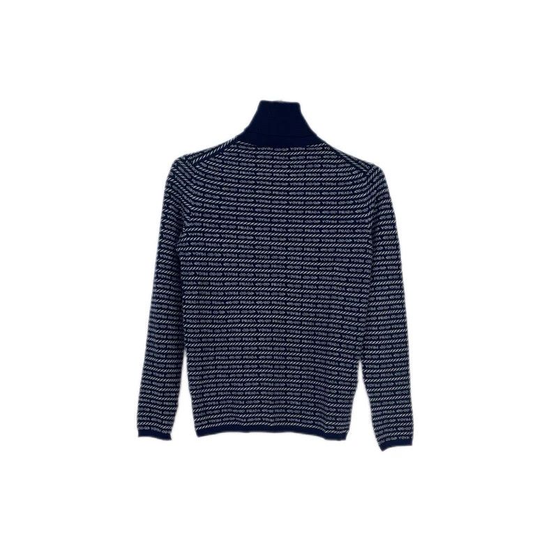 Prada Prada Navy blue full-printed letter small turtleneck wool k Size US XXS / EU 40 - 2 Thumbnail