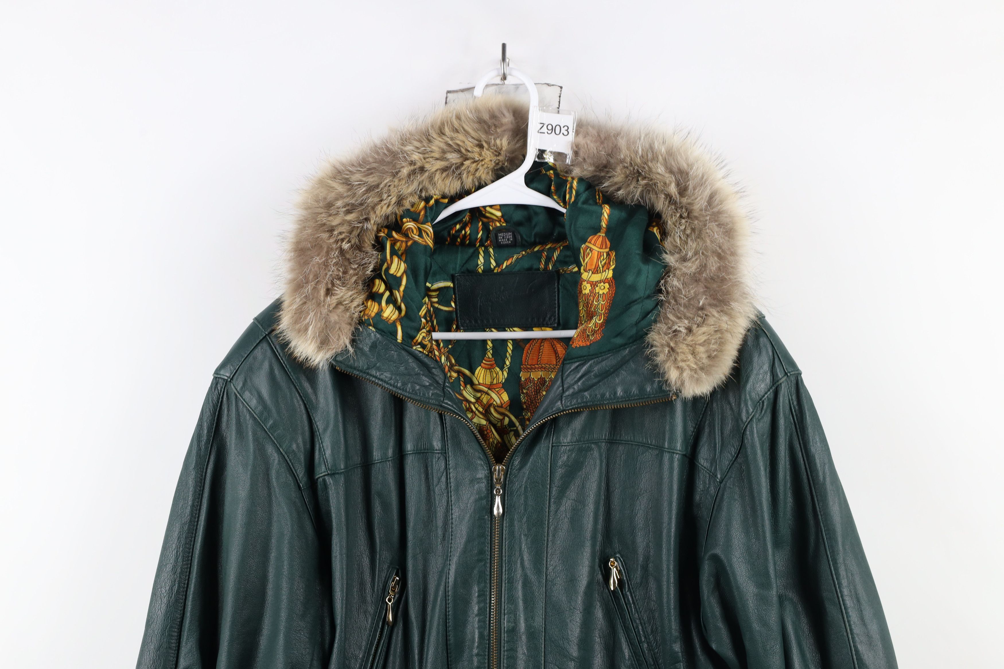 Vintage Vintage 90s Streetwear Fur Trim Hooded Cape Leather Jacket Size M / US 6-8 / IT 42-44 - 2 Thumbnail