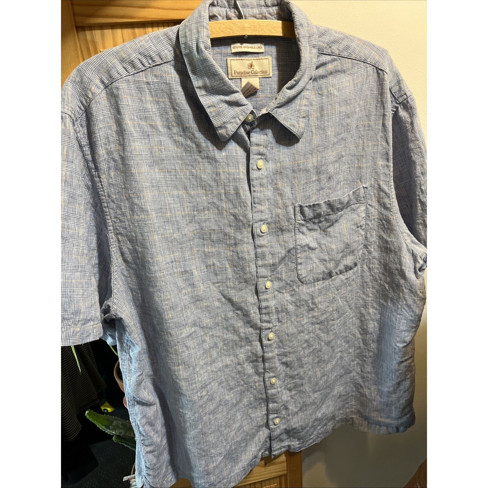 Other paradise collection men’s XL Linen SS Button Up Shirt Blue Size US XL / EU 56 / 4 - 8 Thumbnail