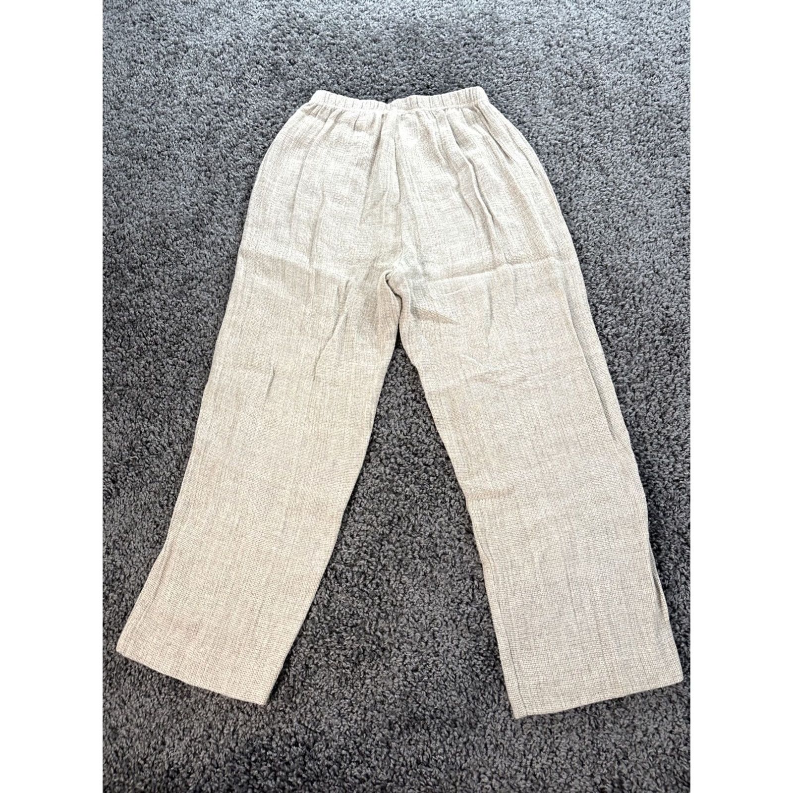 Vintage VINTAGE Cloudburst Pants Womens 26x26 Beige Linen Knit Stretch Wide-Leg 90s Chino Baggy Womens Size 26" / US 2 / IT 38 - 7 Thumbnail