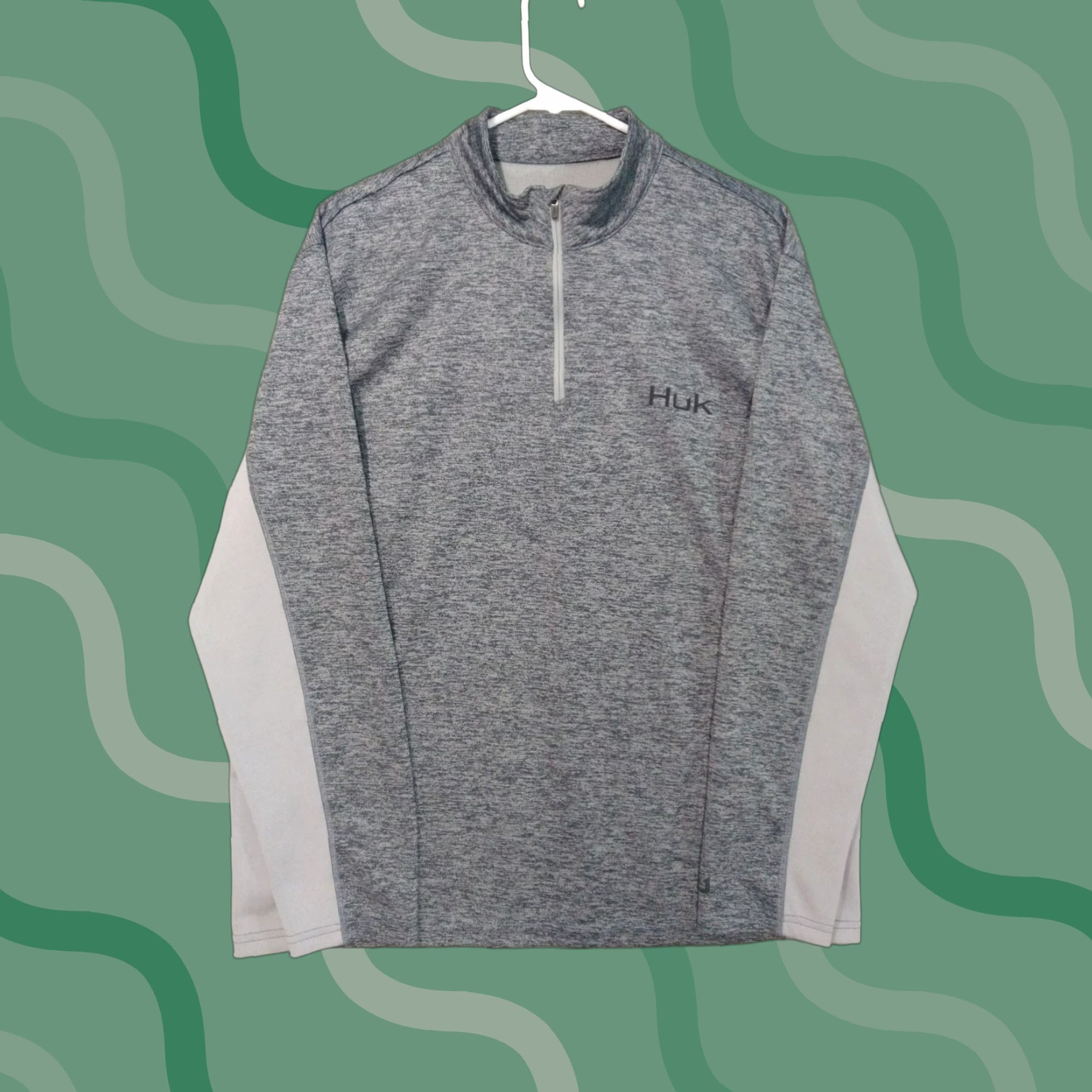 Vintage Huk Shirt Mens Large Gray Icon X Coldfront Long Sleeve Performance 1/4 Zip Size US L / EU 52-54 / 3 - 1 Thumbnail