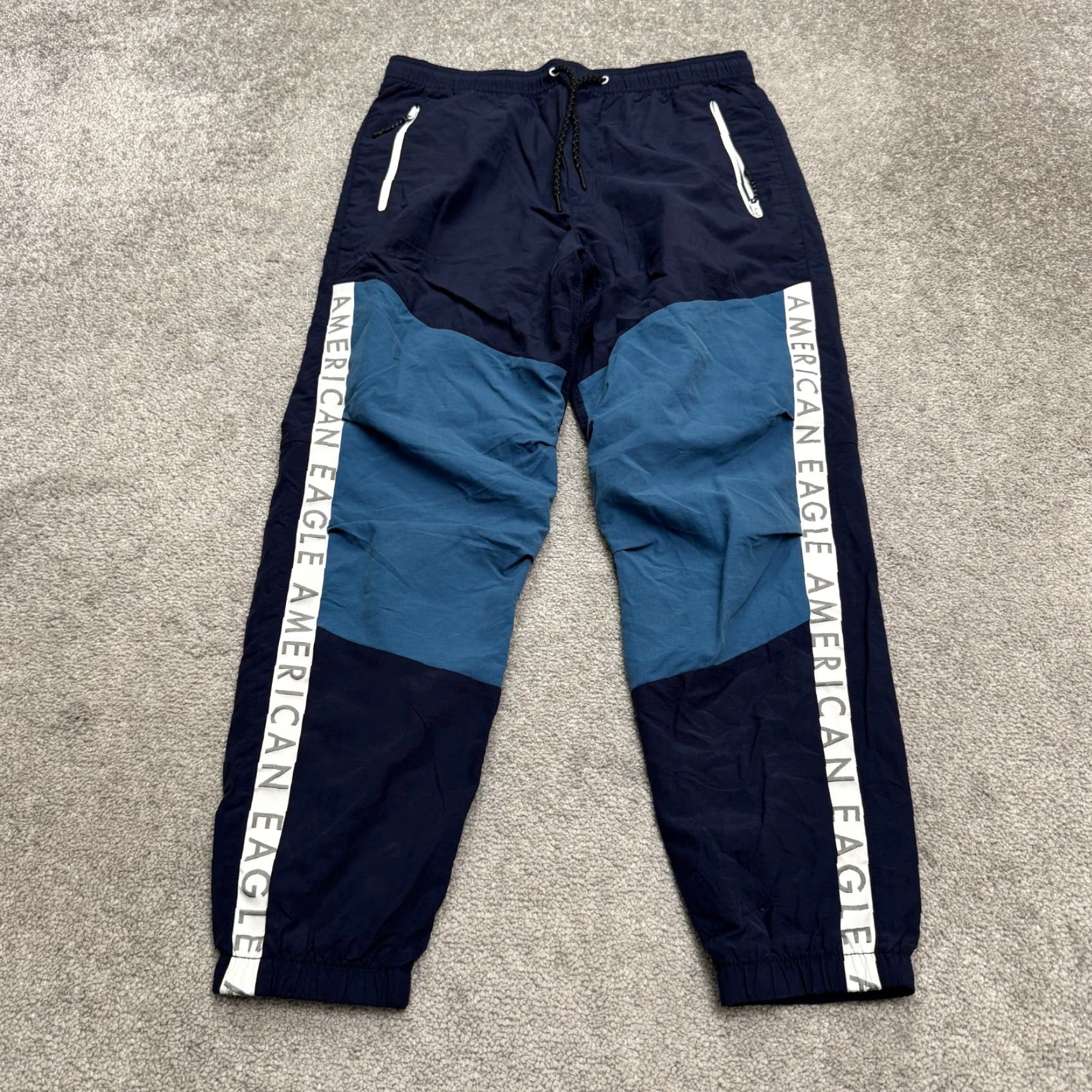 American Eagle Outfitters American Eagle Outfitters Nylon Jogger Pants Mens S Navy Blue Logo Size US 29 - 2 Thumbnail