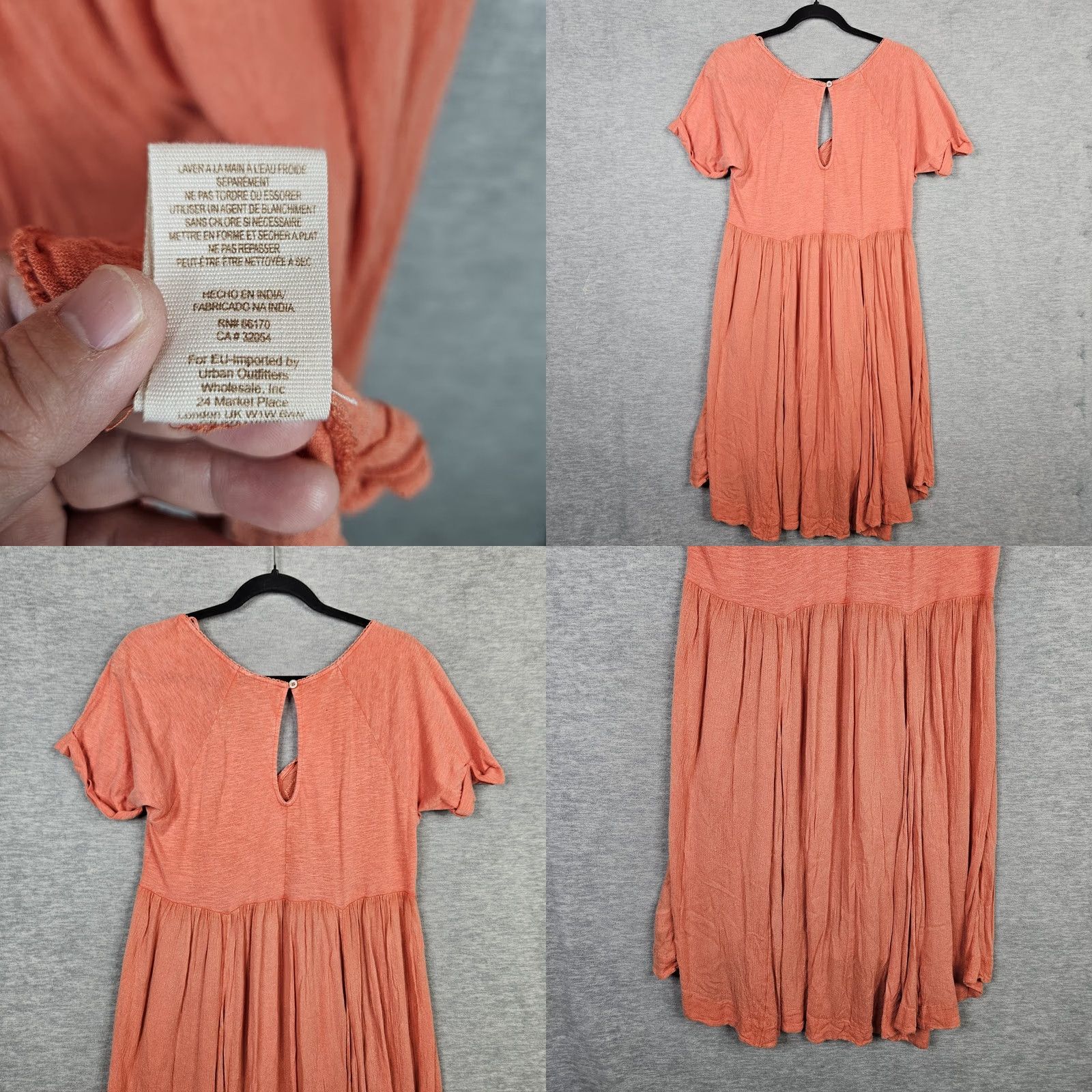 Free People Free People Women's Orange Embroidered Short Sleeve Flared Dress S Size 28" / US 6 / IT 42 - 8 Thumbnail