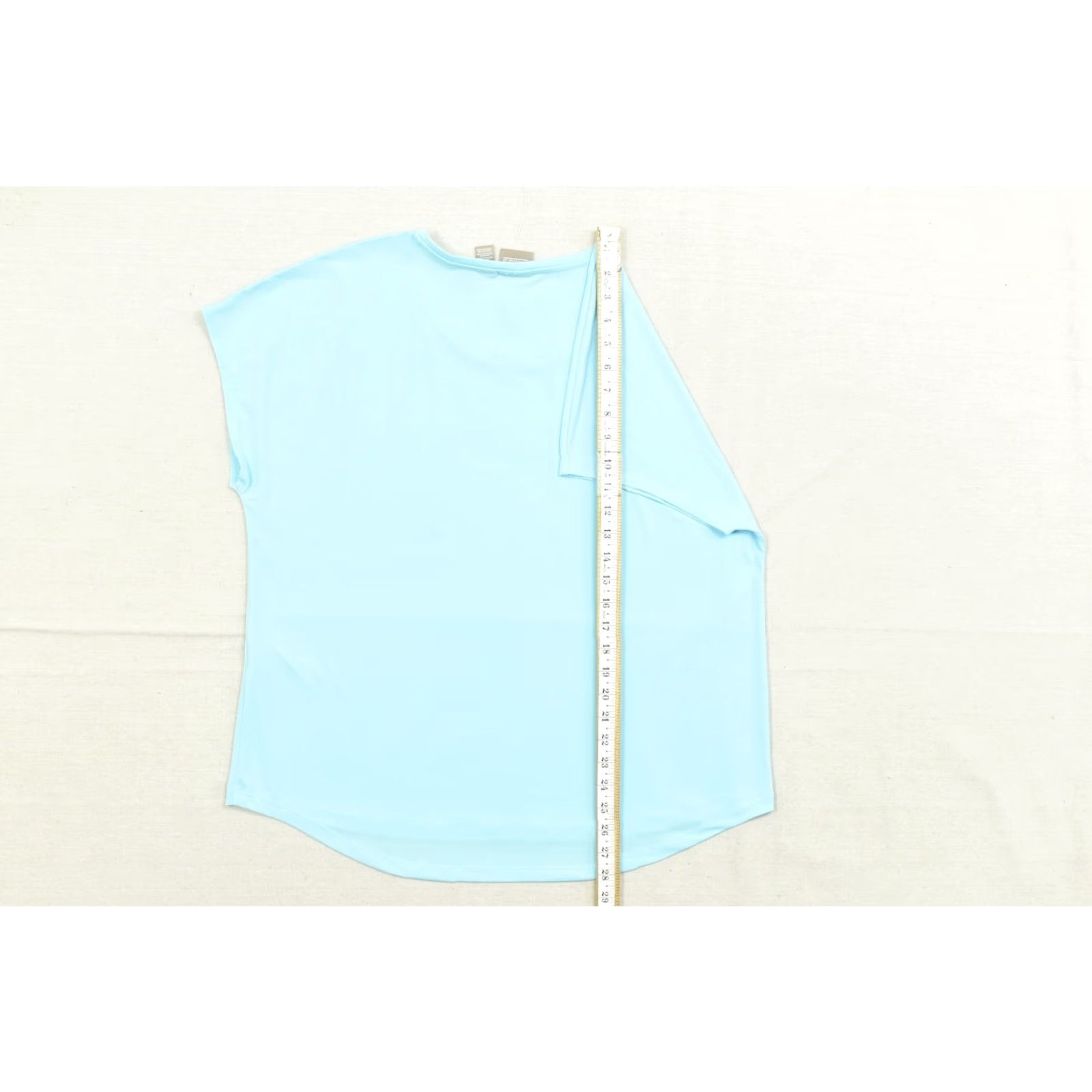 Vintage Chico's Women's Top Size 3 Aqua Blue Cap Sleeve Scoop Neck Knit Stretch Polyester Size XS / US 0-2 / IT 36-38 - 5 Thumbnail