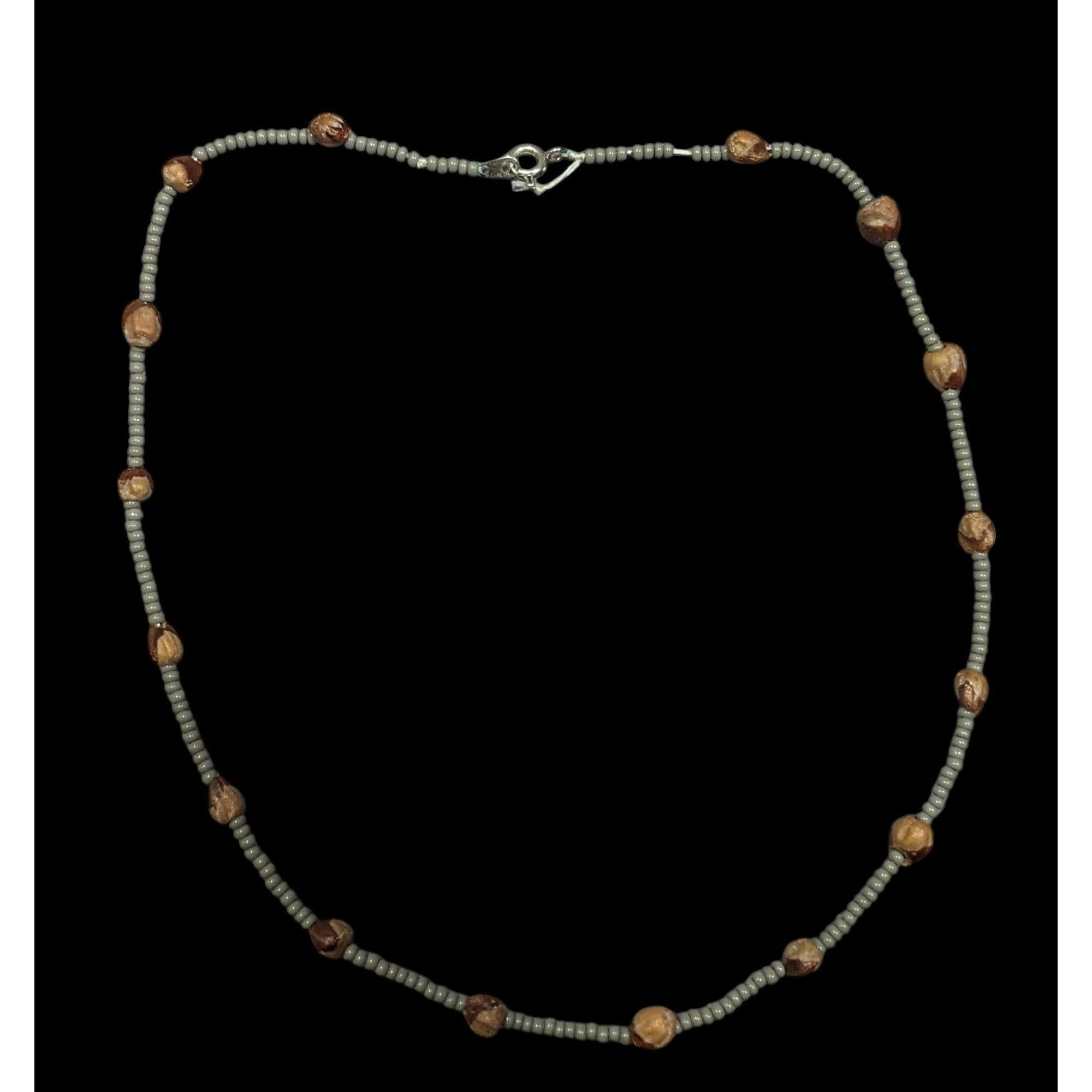 Other Retro Hippie Grey And Brown Glass And Seed Beaded Necklace Size ONE SIZE - 1 Thumbnail