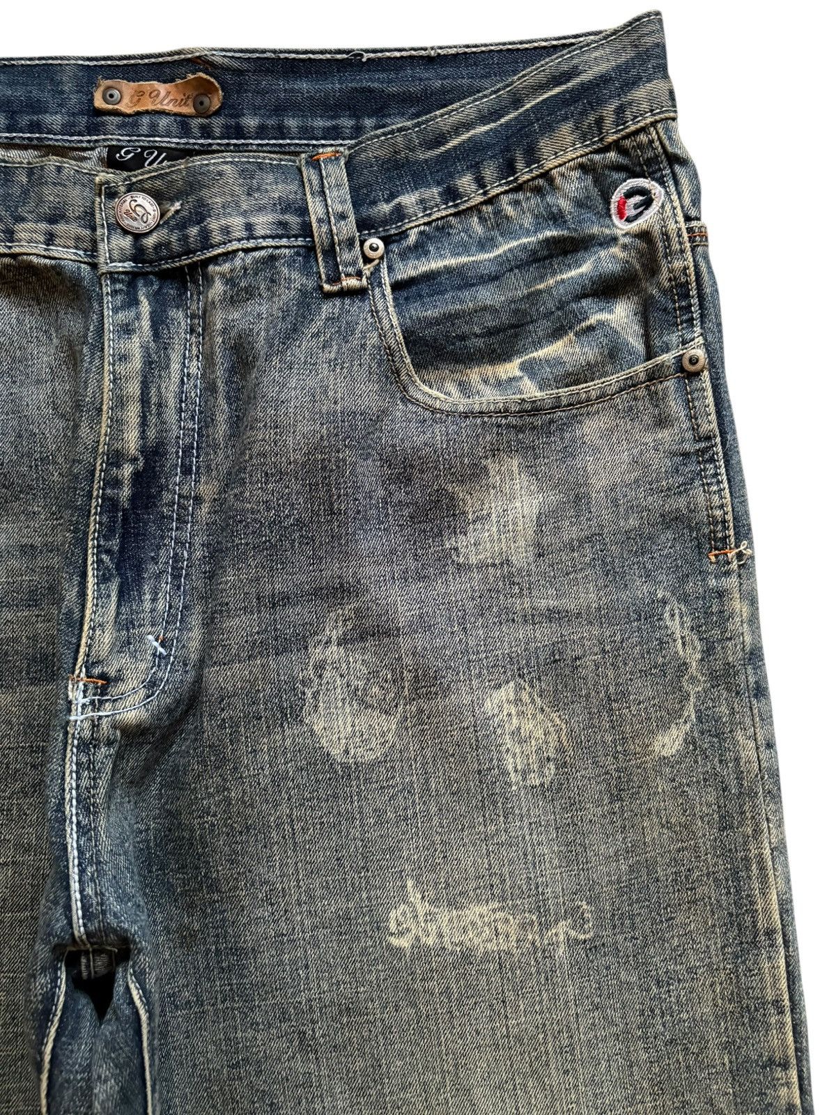 G-Unit × Japanese Brand Vintage Japanese G Unit Mud Wash Embroidery Jean Shorts Jort Size US 37 - 6 Thumbnail