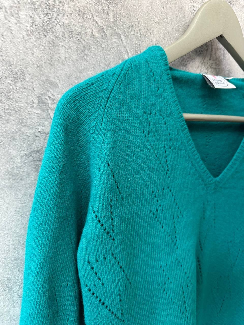 Other Scamp & Dude Teal Pointelle Knitted Jumper Sweater Size S / US 4 / IT 40 - 4 Thumbnail