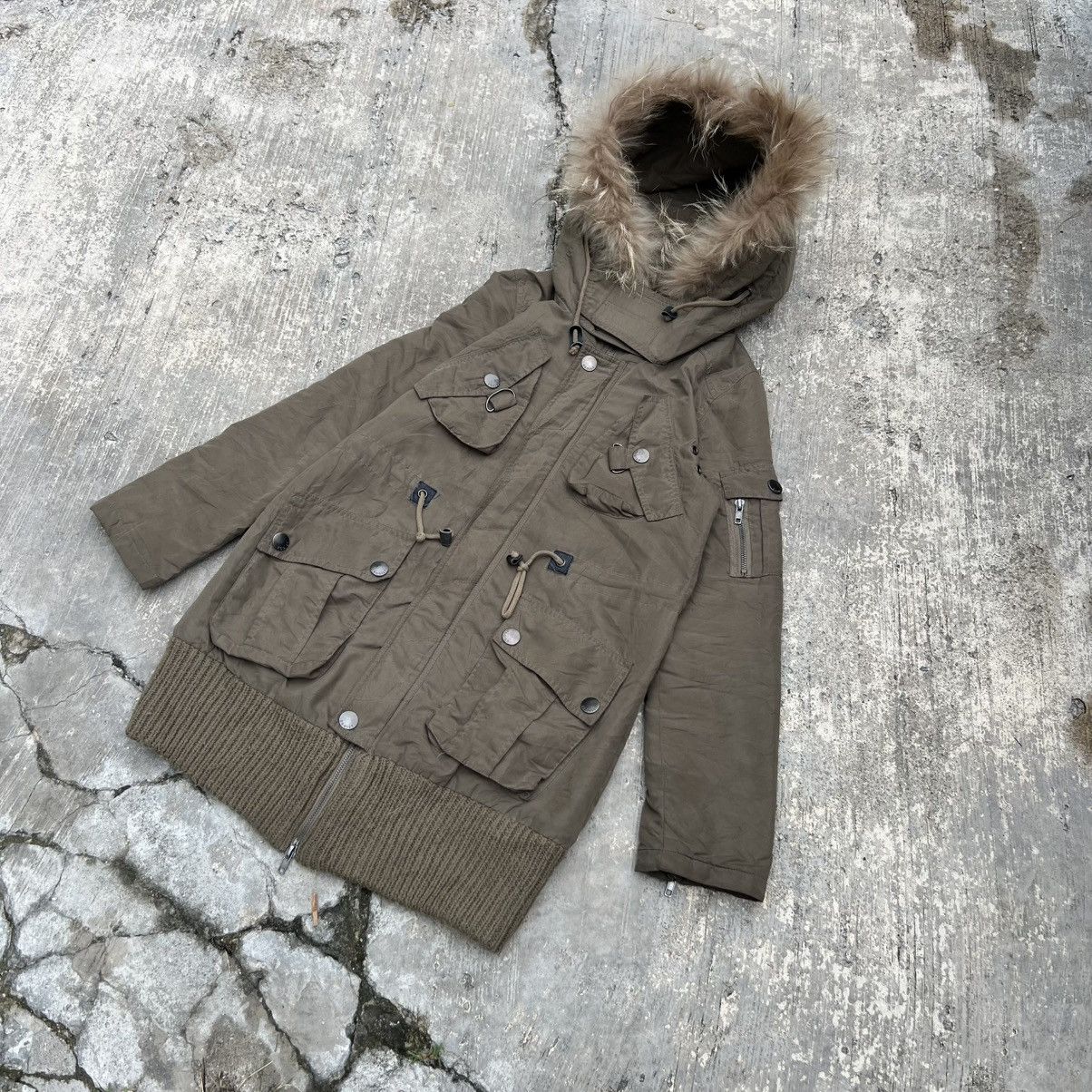 If Six Was Nine “EGOIST” PUNK INSPIRED GREEN FUR HOODED MILITARY JACKET Size US S / EU 44-46 / 1 - 1 Thumbnail