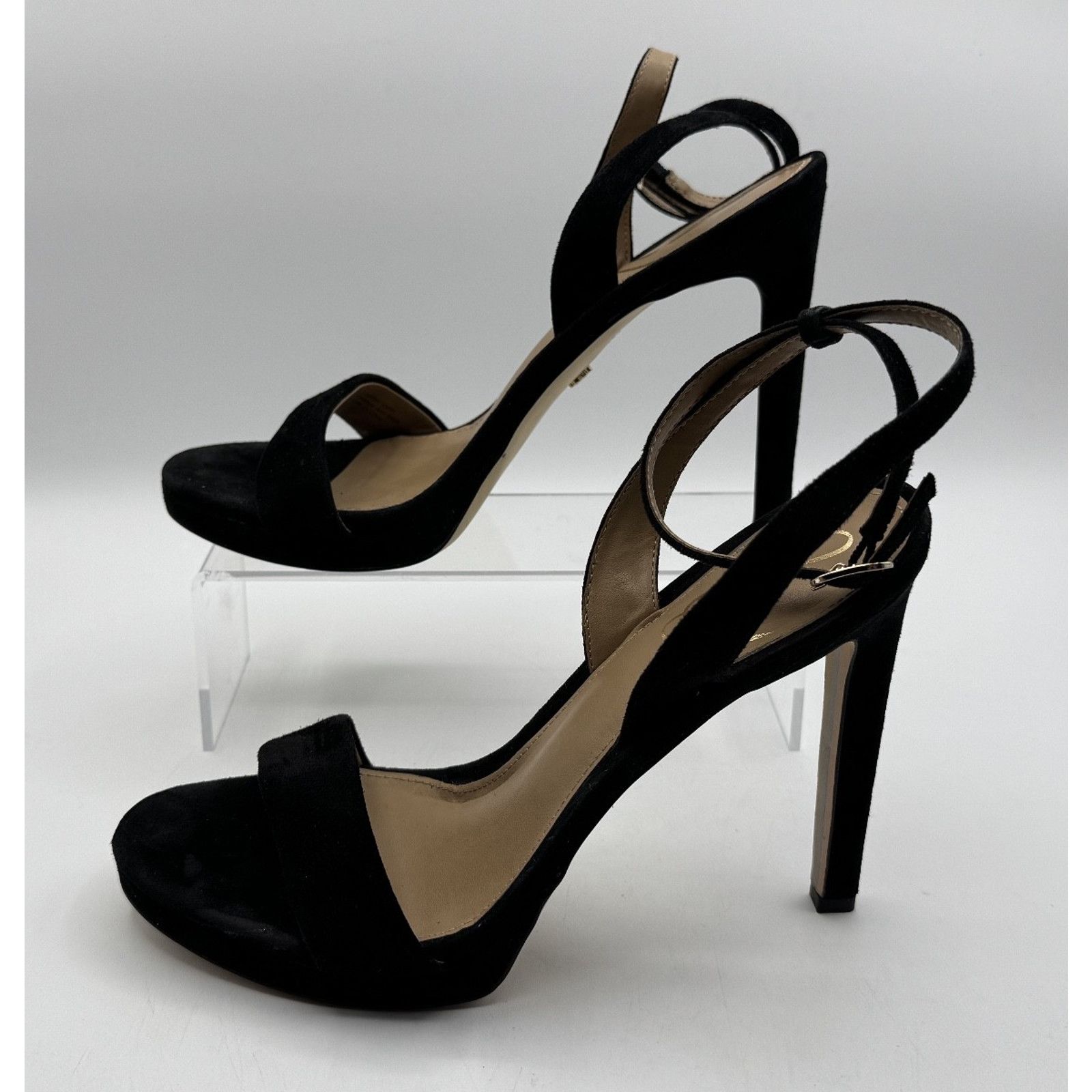 Sam Edelman Sam Edelman Bianka Sling Black Suede Heels w/ Ankle Straps Size US 8.5 / IT 38.5 - 5 Thumbnail
