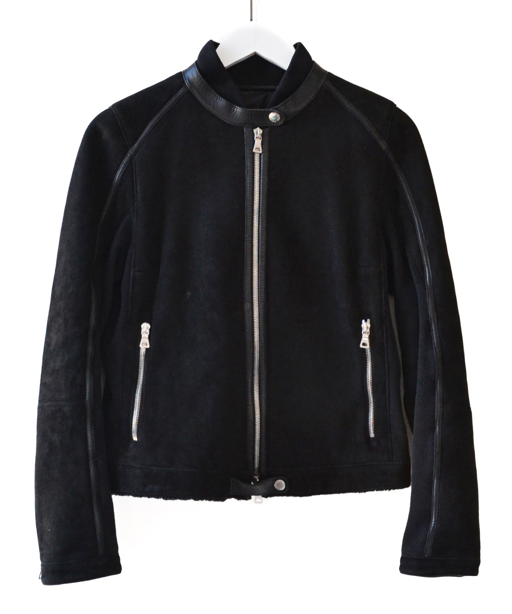 Prada PRADA Leather Jacket Black Zip Sheep Fur Shearling Bomber Size M / US 6-8 / IT 42-44 - 3 Thumbnail