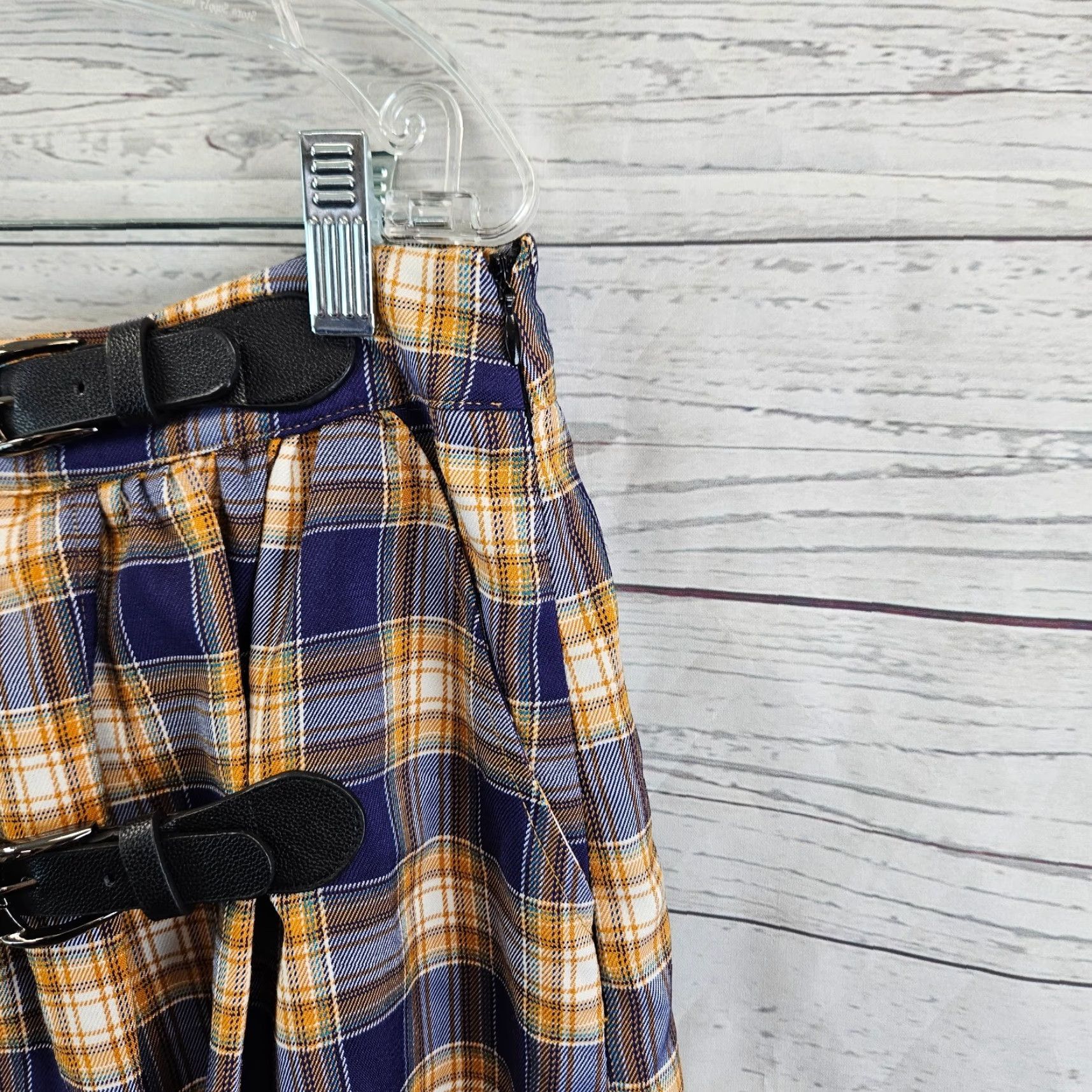 Vintage VINTAGE? Alice's Pig Womens Skirt Sz 12 Purple Plaid Pocket Side Zip Midi A-Line Size 34" / US 12 / IT 48 - 3 Thumbnail