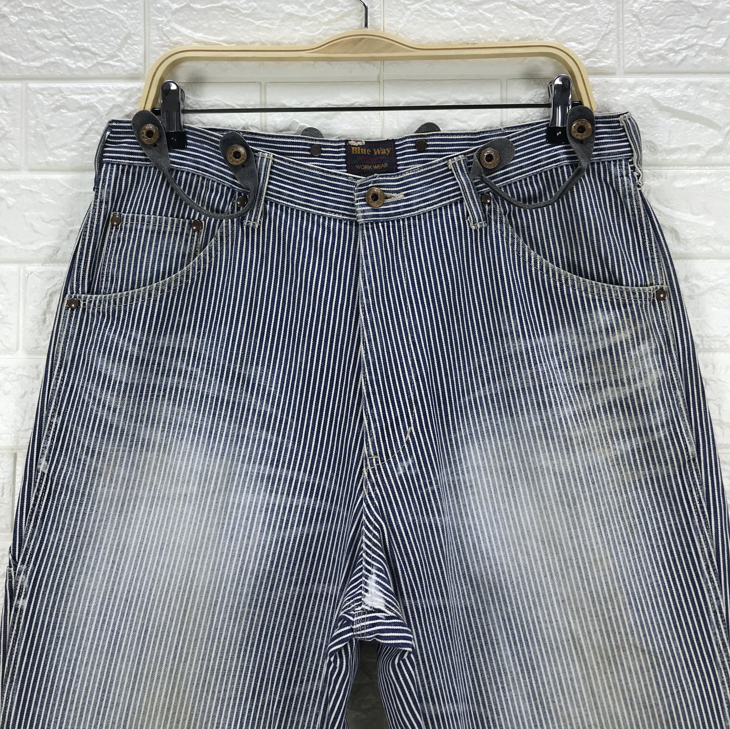 Japanese Brand Vintage Blue Way Hickory Striped Carpenter Jeans Size US 34 / EU 50 - 2 Thumbnail
