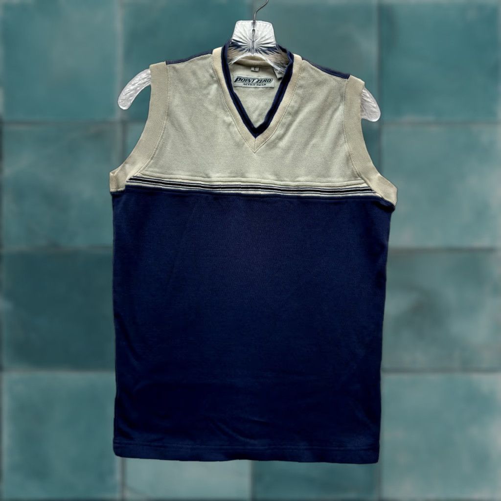Point Zero VINTAGE Point Zero Sweater Vest Grunge 90s Y2K Womens M Blue Knit Shirt (Medium) - Skater Preppy Size M / US 6-8 / IT 42-44 - 1 Thumbnail