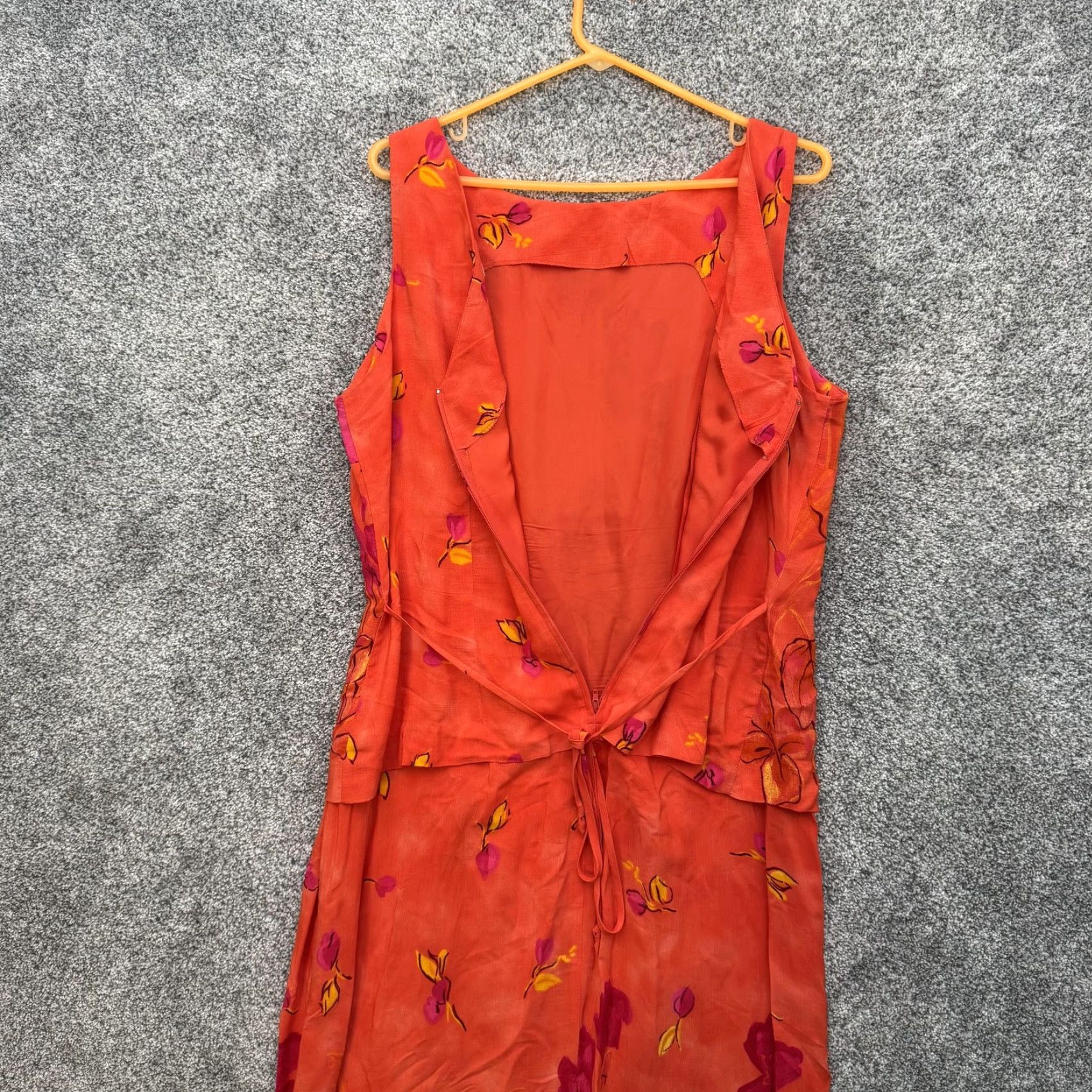 Vintage VINTAGE Sheri Martin Dress 14 Floral Maxi 100% Rayon Retro Summer Boho Chic Dress Women Sleeveless Tie Back Orange Floral 80s 90s Size XL / US 12-14 / IT 48-50 - 6 Thumbnail