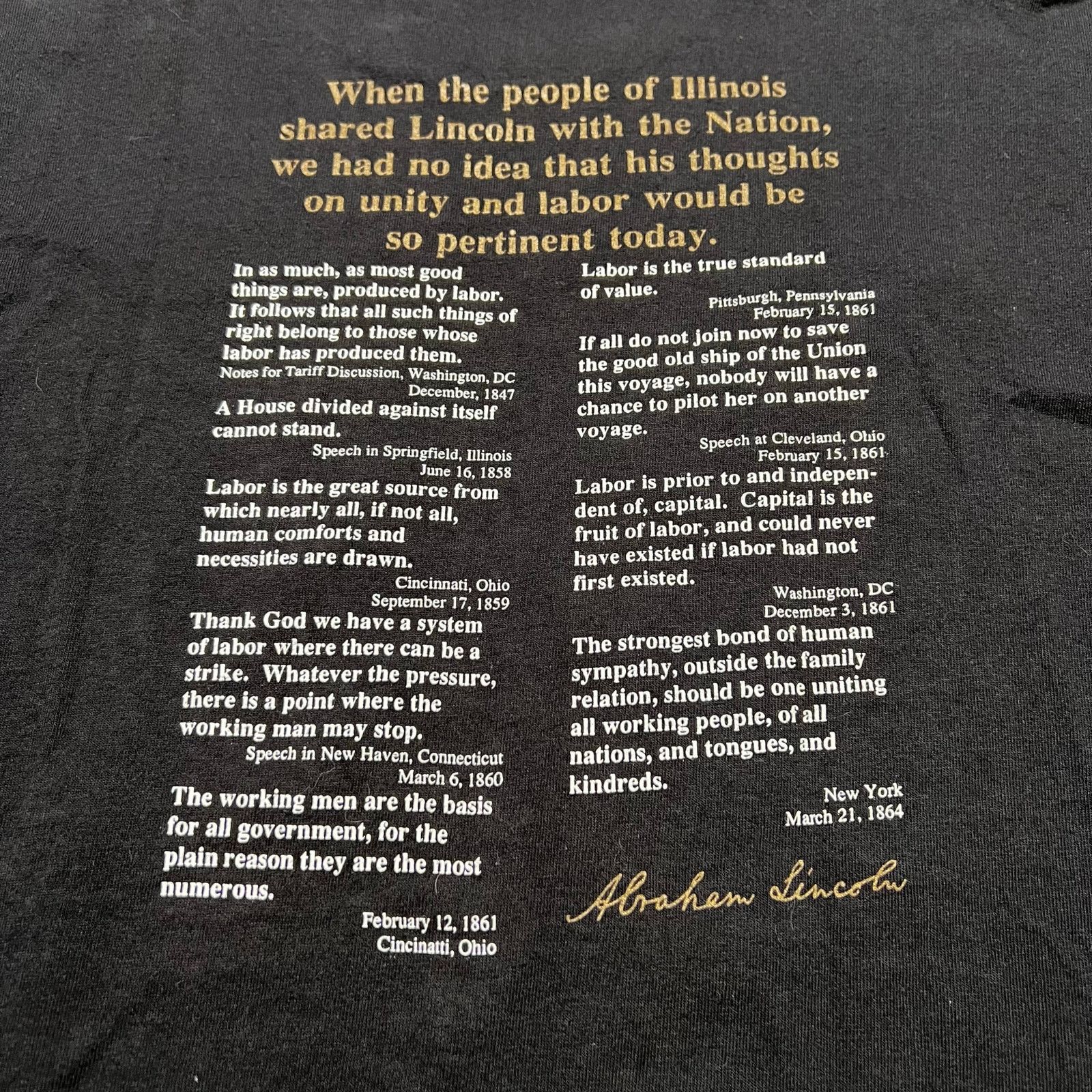 Fruit Of The Loom APWU Abraham Lincoln Union T Shirt Mens XL Made in USA Size US XL / EU 56 / 4 - 8 Thumbnail