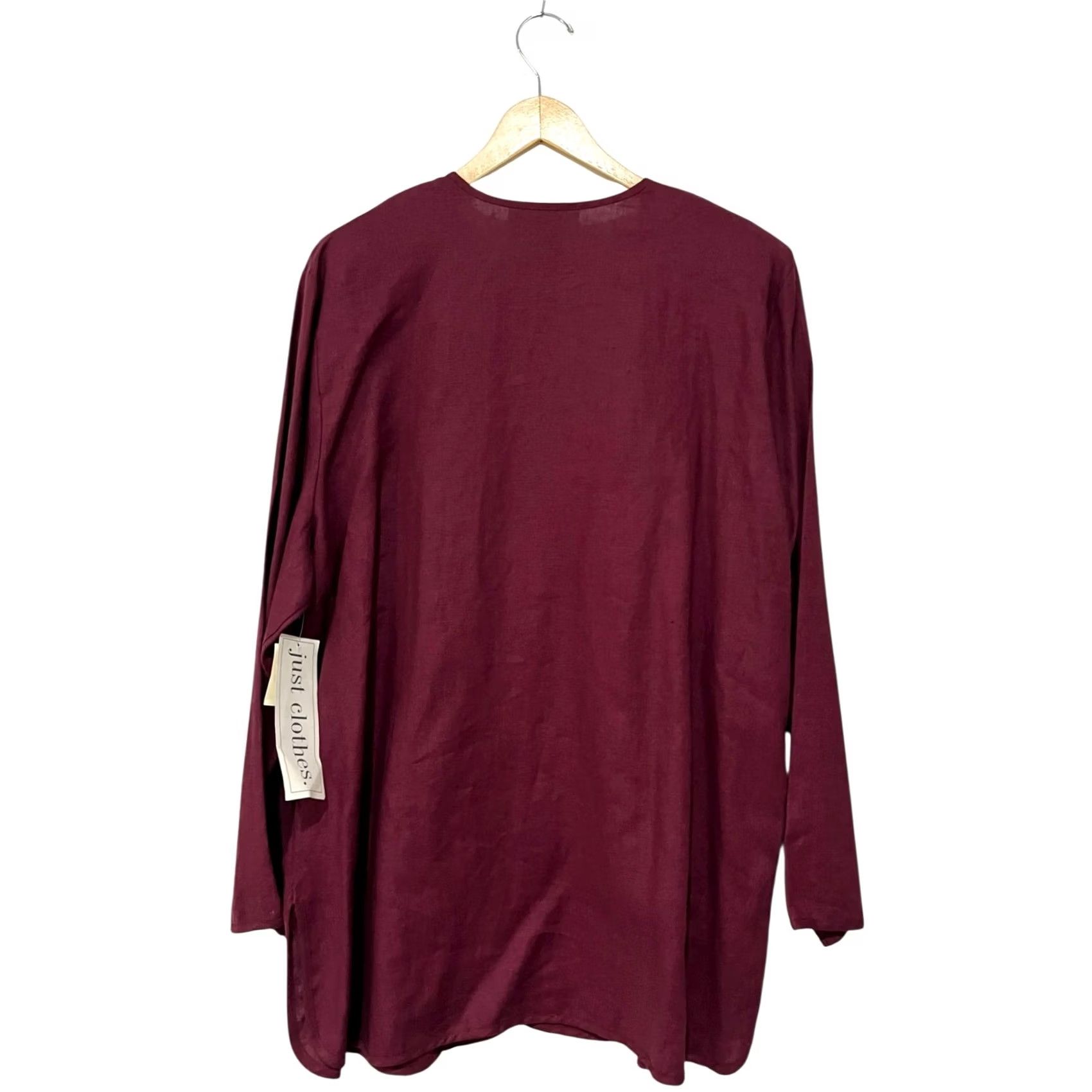 Vintage VINTAGE 90s Linen Button Shirt Top & Pants NWT V-Neck Burgundy 1X Women 2 Piece Set Size XL / US 12-14 / IT 48-50 - 7 Thumbnail