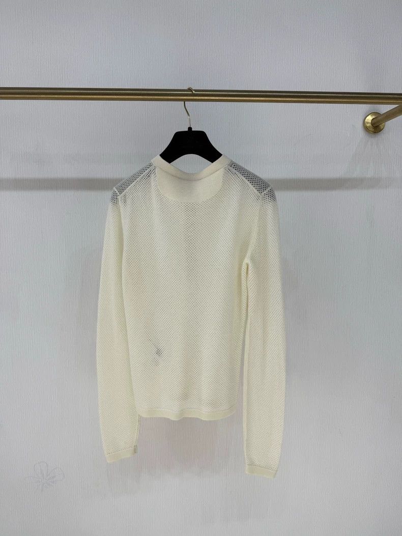 Loro Piana LORO PIANA White alpaca micro-embossed round neck base shi Size XS / US 0-2 / IT 36-38 - 6 Thumbnail