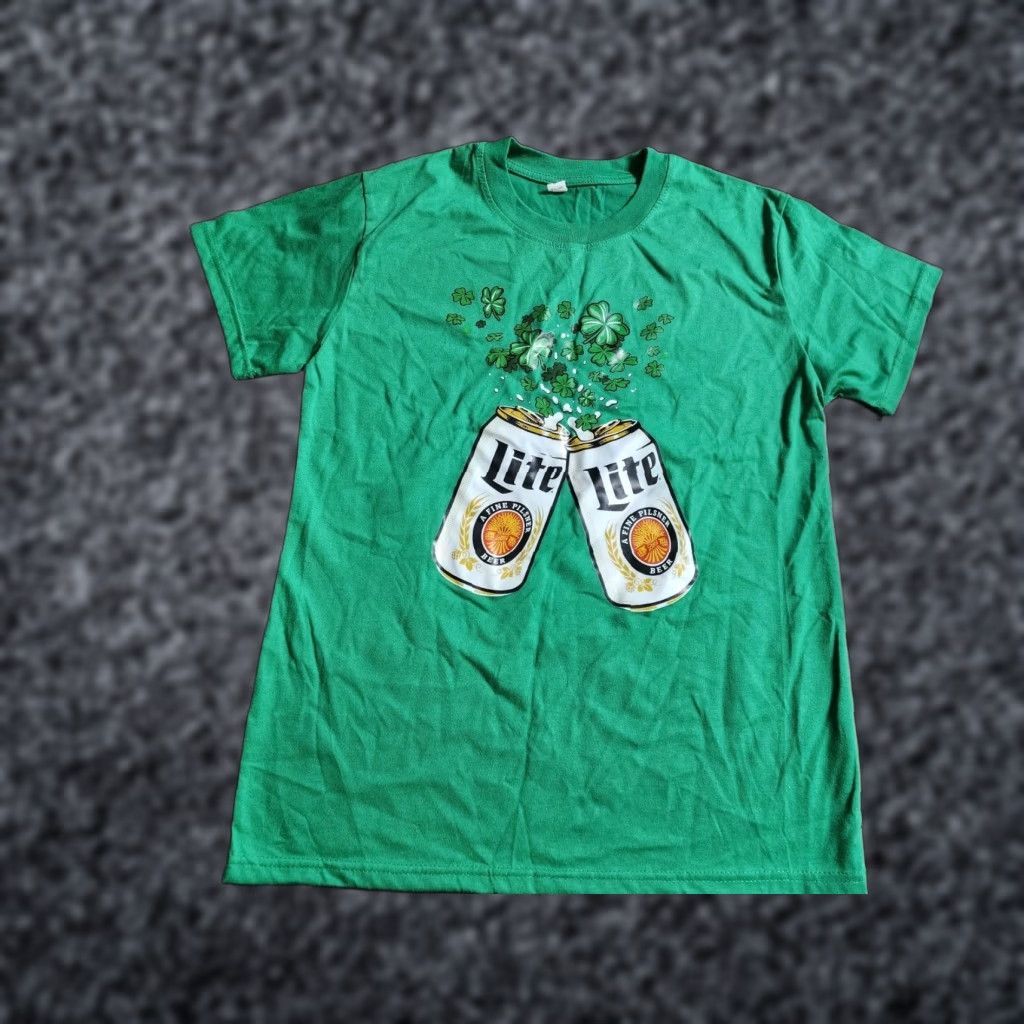 Doublet Mens S Miller Lite Beer St Patricks Day Double Sided T Shirt Green Crew Neck Short Sleeve Cotton Blend Men Used Art Original Size US S / EU 44-46 / 1 - 1 Thumbnail