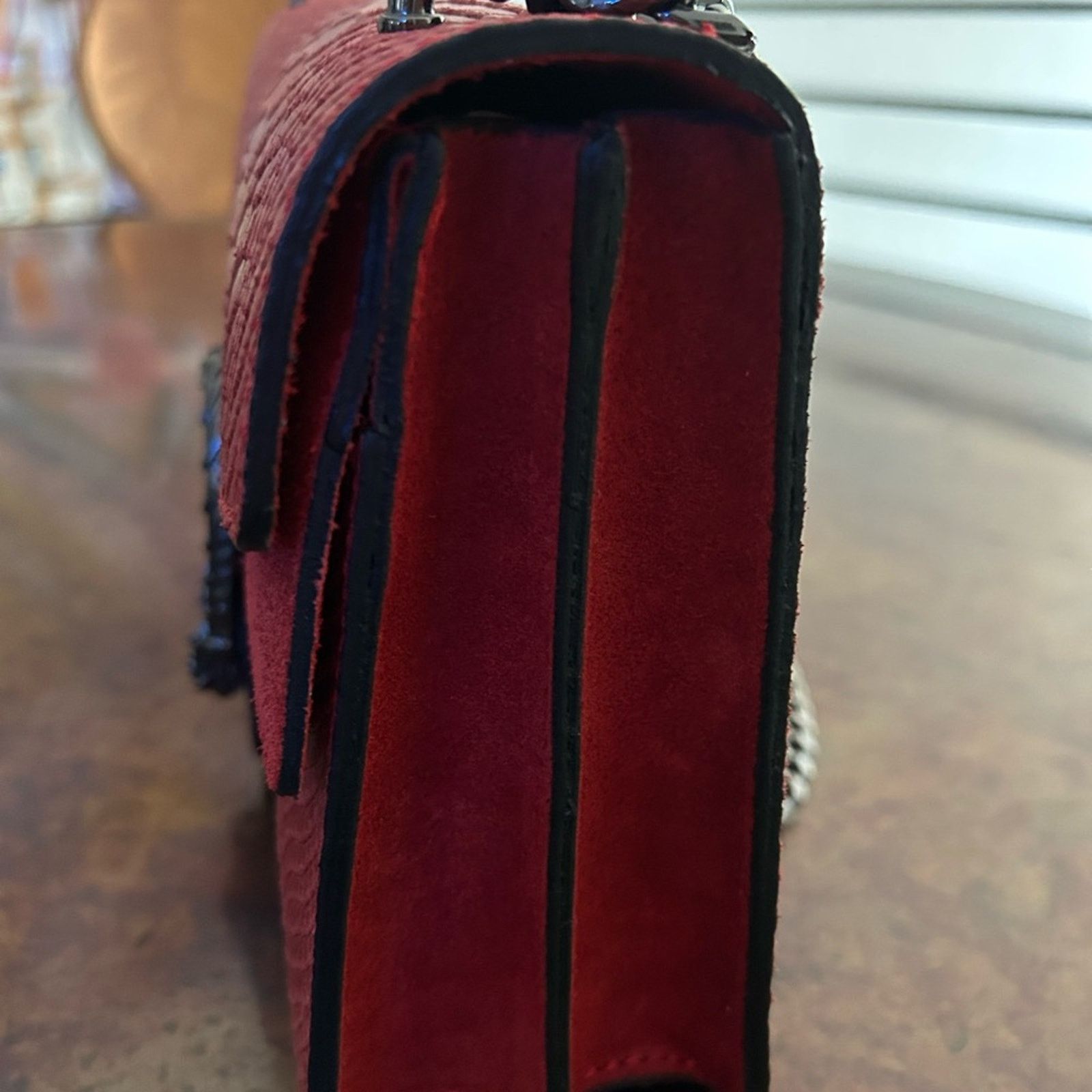 Designer Crossbody Red Women embossed Snake Leather Clutch Bag Size ONE SIZE - 8 Thumbnail