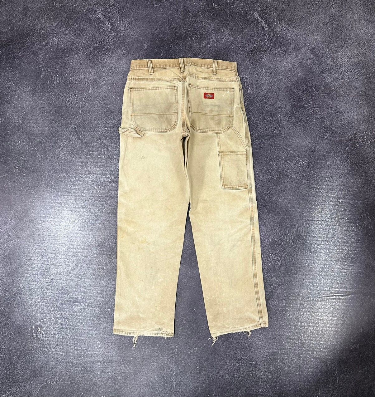 Pre-owned Dickies X Vintage Dickies Cargo Distressed Faded Straight Work Pants In Cream