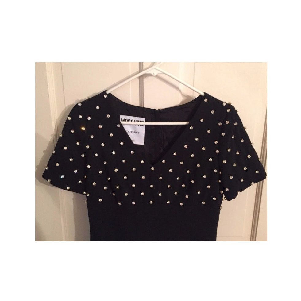 Moschino MOSCHINO Coutur Jeremy Scott Crystal Diamonds Crepe Dress Size M / US 6-8 / IT 42-44 - 7 Thumbnail