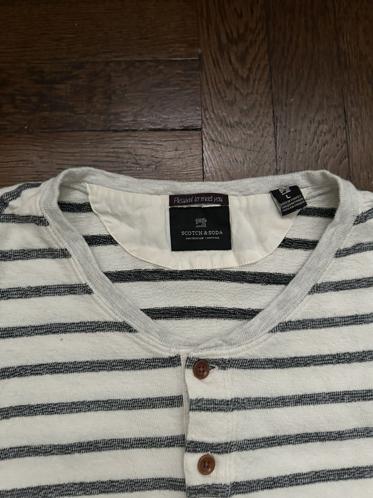 Scotch & Soda LAST DROP Scotch and Soda Long Sleeve French Terry Henley T Size US L / EU 52-54 / 3 - 4 Thumbnail