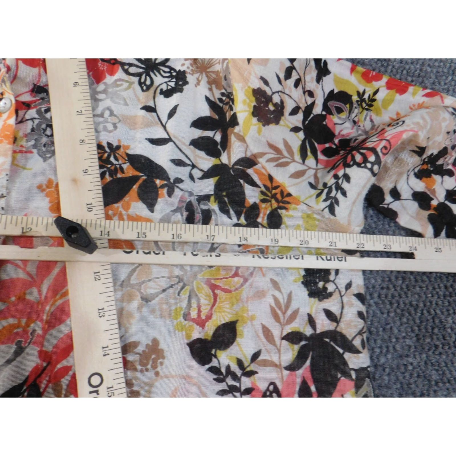 Vintage Alfred Dunner Button-Up Top XL Red Floral Sheer Butterfly Womens Long Sleeve Casual Pullover Round Neck Size XL / US 12-14 / IT 48-50 - 6 Thumbnail