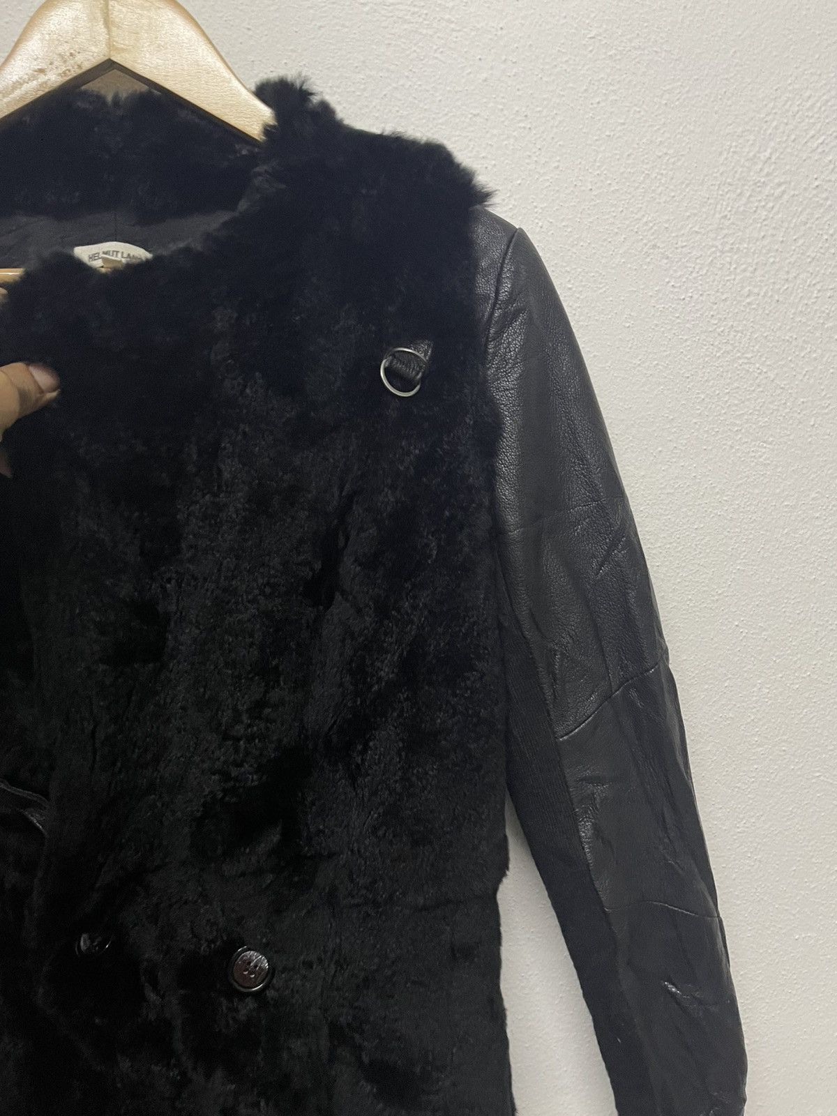 Helmut Lang HELMUT LANG GOAT LEATHER MIX FUR RABBIT JACKET ASYMMETRICAL Size S / US 4 / IT 40 - 8 Thumbnail
