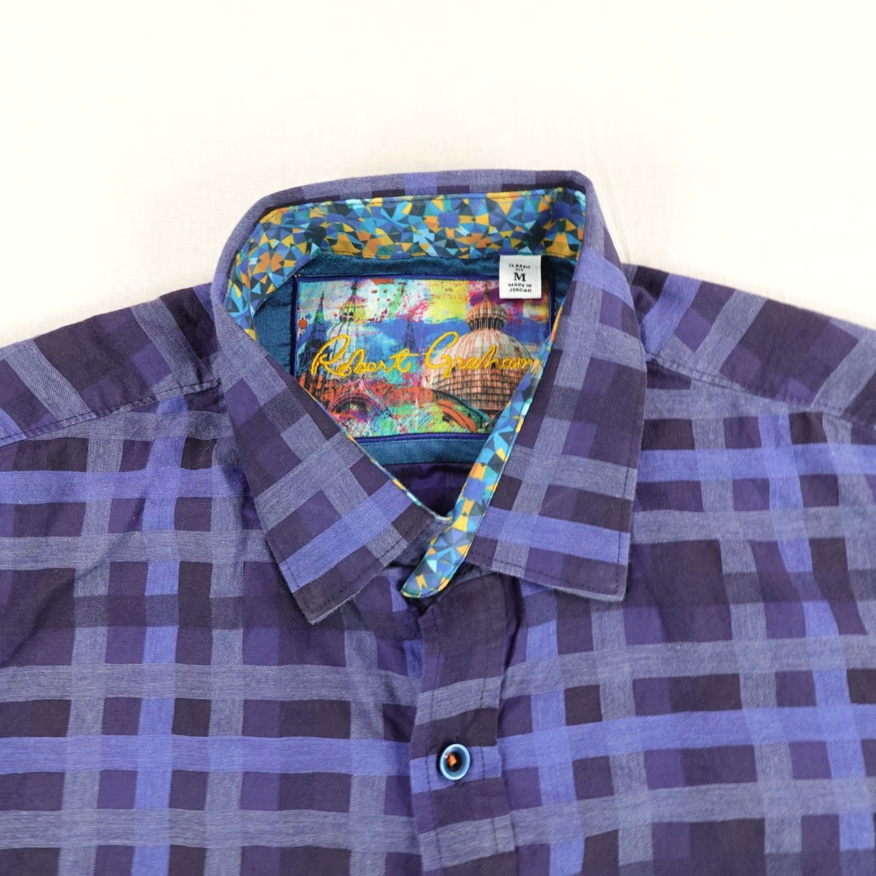 Robert Graham Robert Graham Shirt Mens Medium Blue Plaid Button-Up Classic Fit Abstract Collar Size US M / EU 48-50 / 2 - 2 Thumbnail