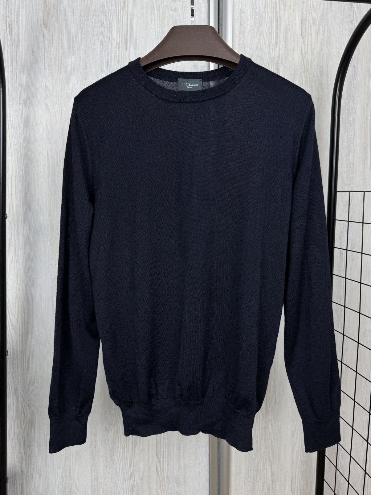 Other Pelikamo Zurich Wool Silk Round Neck navy blue sweater Size US L / EU 52-54 / 3 - 2 Thumbnail