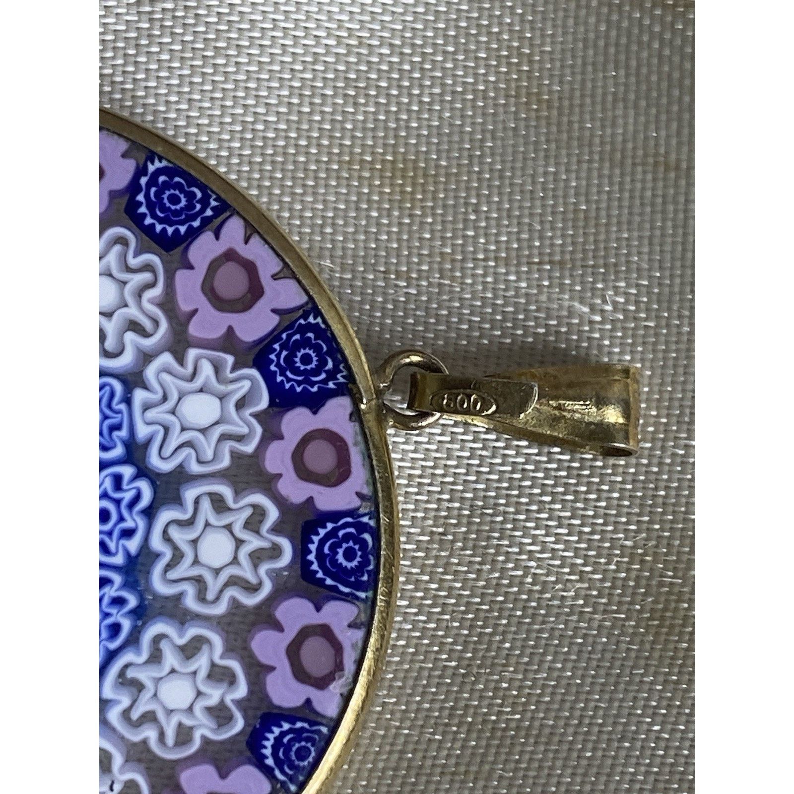 Vintage Vintage Marked 800 Silver Gold Vermeil Millefiori Pendant Size ONE SIZE - 4 Thumbnail