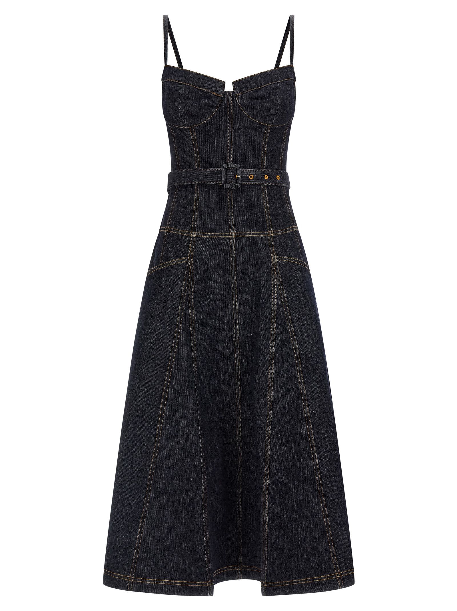 Self-Portrait 'Indigo Denim Flared Midi' dress Size M / US 6-8 / IT 42-44 - 1 Thumbnail