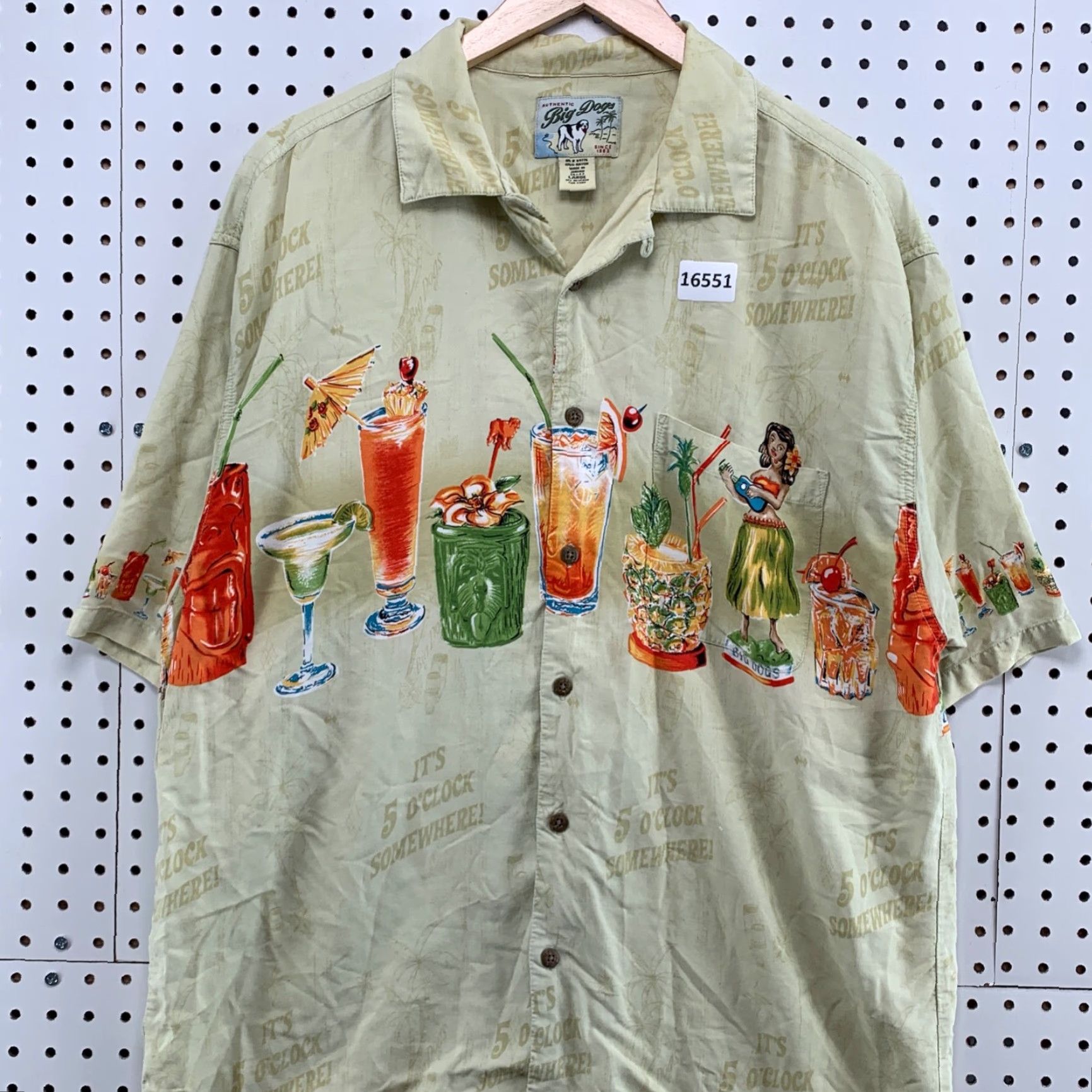 Big Dogs Big Dogs Hawaiian Shirt Men Large Yellow Rayon Button Short Sleeve Aloha Size US L / EU 52-54 / 3 - 7 Thumbnail