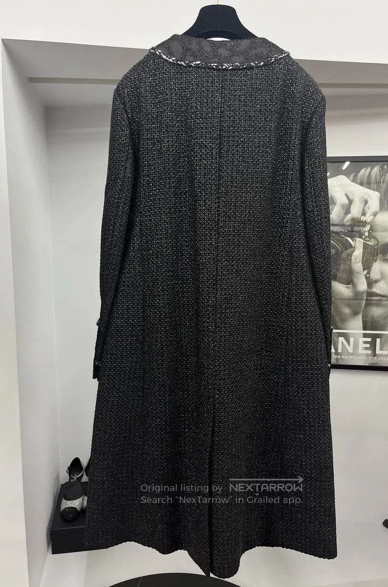 Chanel Chanel 22A Black Tweed Long Coat. Size US M / EU 48-50 / 2 - 3 Thumbnail