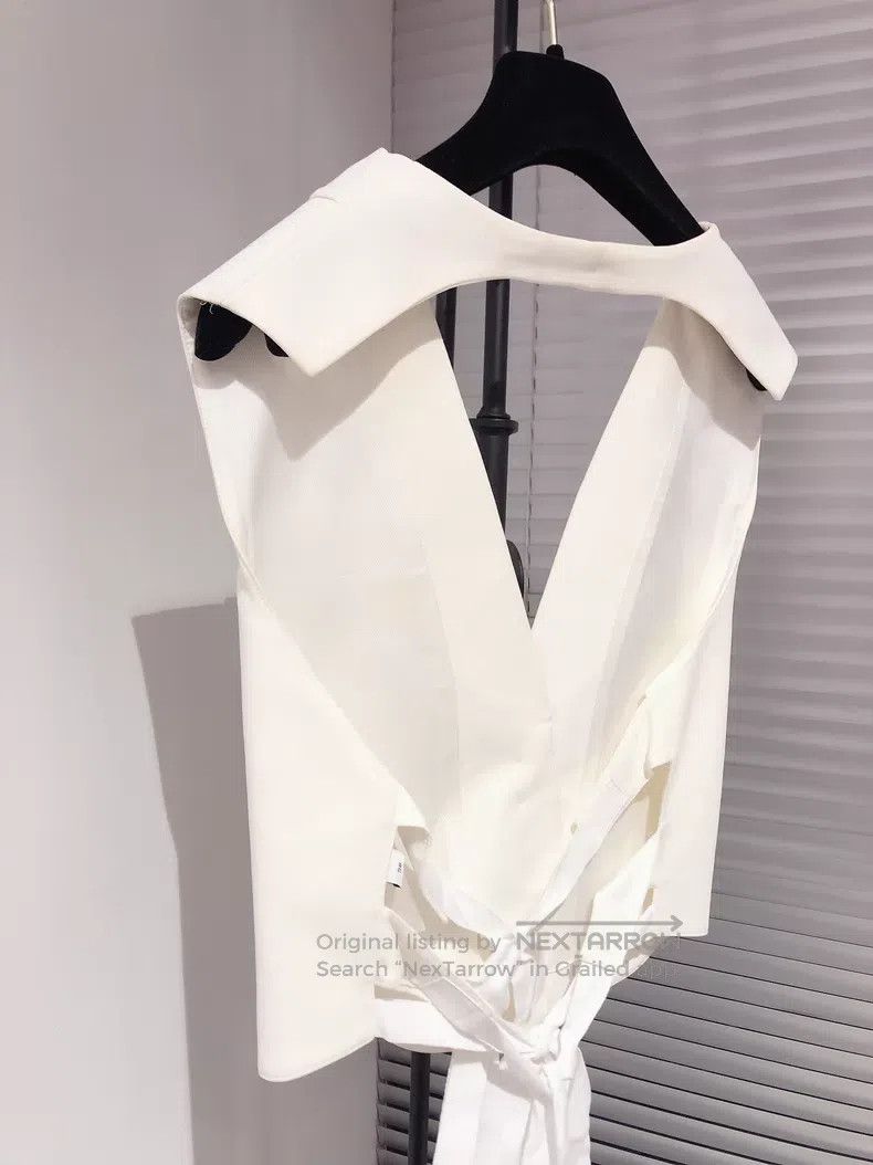 Givenchy Givenchy White Off-the-Shoulder Backless Vest Style T-Shir Size XS / US 0-2 / IT 36-38 - 7 Thumbnail