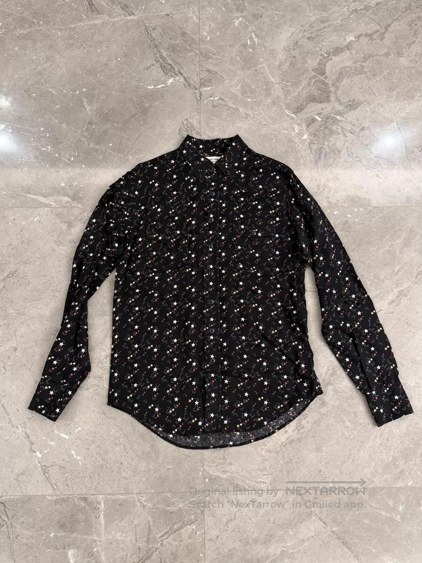 Saint Laurent Paris Black Star Print Long Sleeve Button. Size US S / EU 44-46 / 1 - 1 Thumbnail