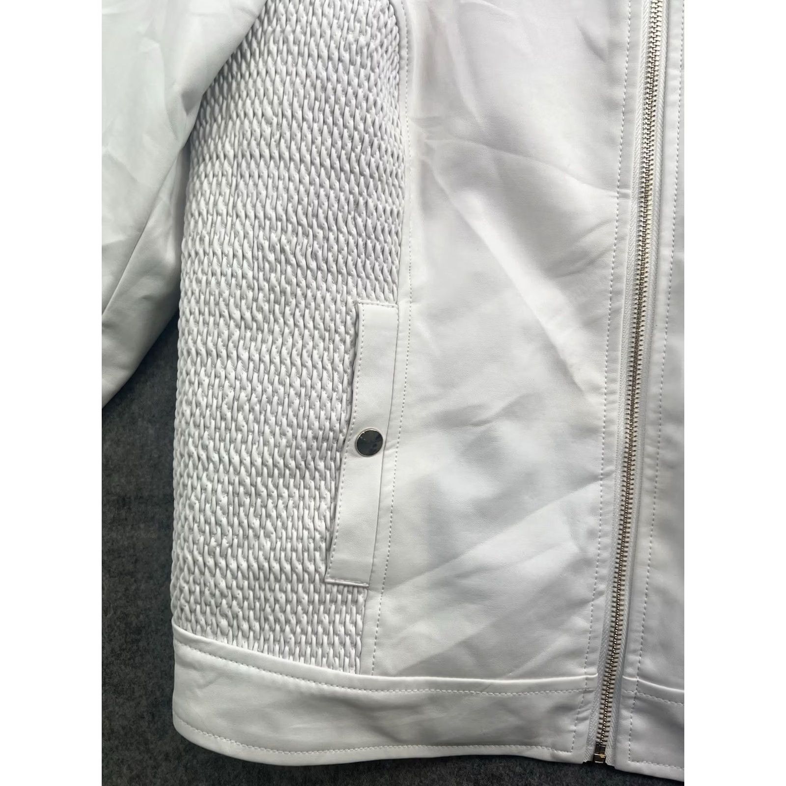 Guess GUESS Womens White Faux Leather Moto Jacket Smocked Epaulets Removable Hood S XL Size XL / US 12-14 / IT 48-50 - 5 Thumbnail