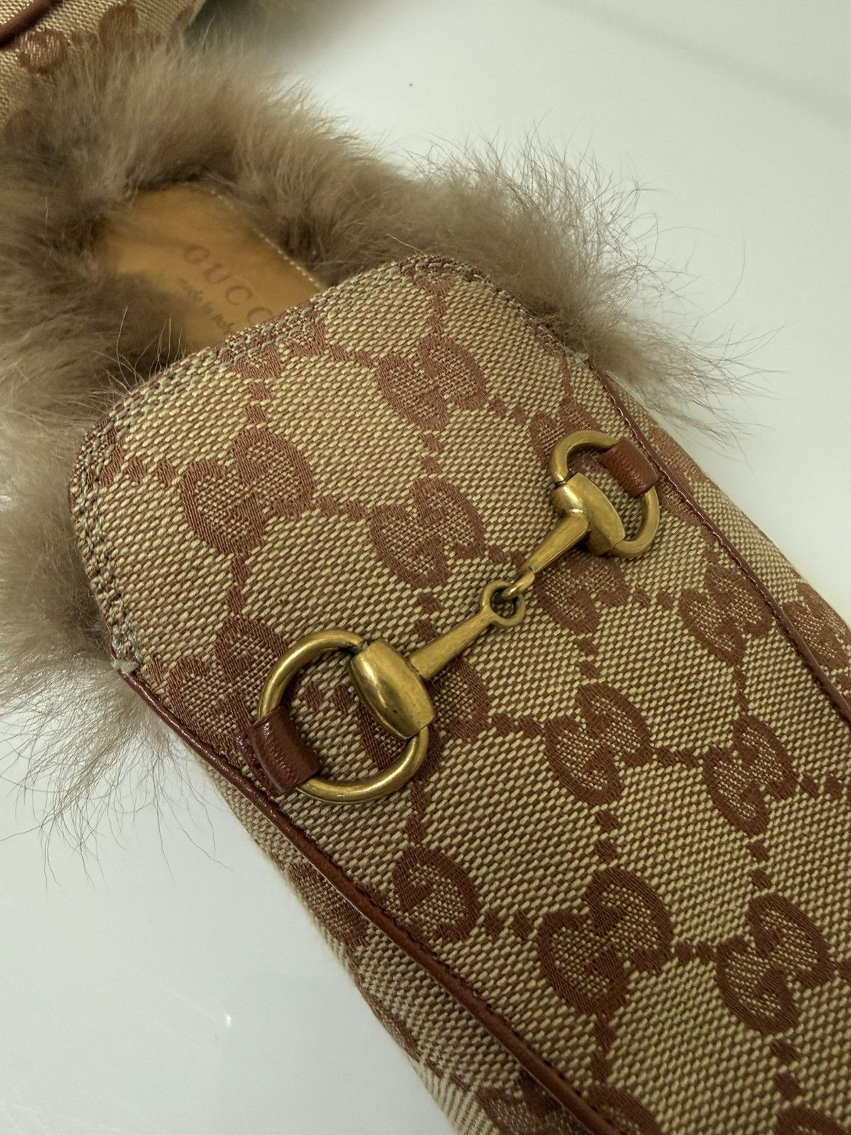 Gucci Gucci Princetown Fur-lined GG Canvas Loafers Size US 9 / IT 39 - 5 Thumbnail