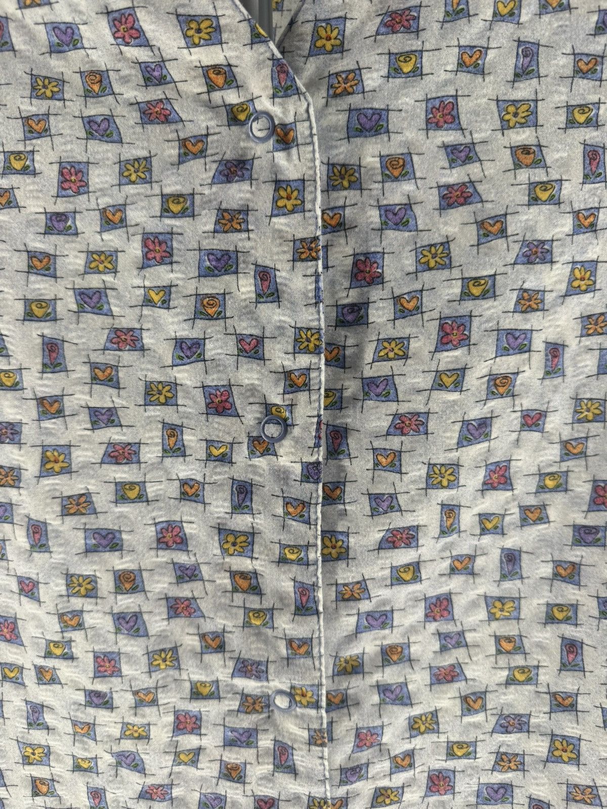 Other Vintage SB Scrubs Snap Scrub Top Blue Floral Size Small EUC Size S / US 4 / IT 40 - 4 Thumbnail
