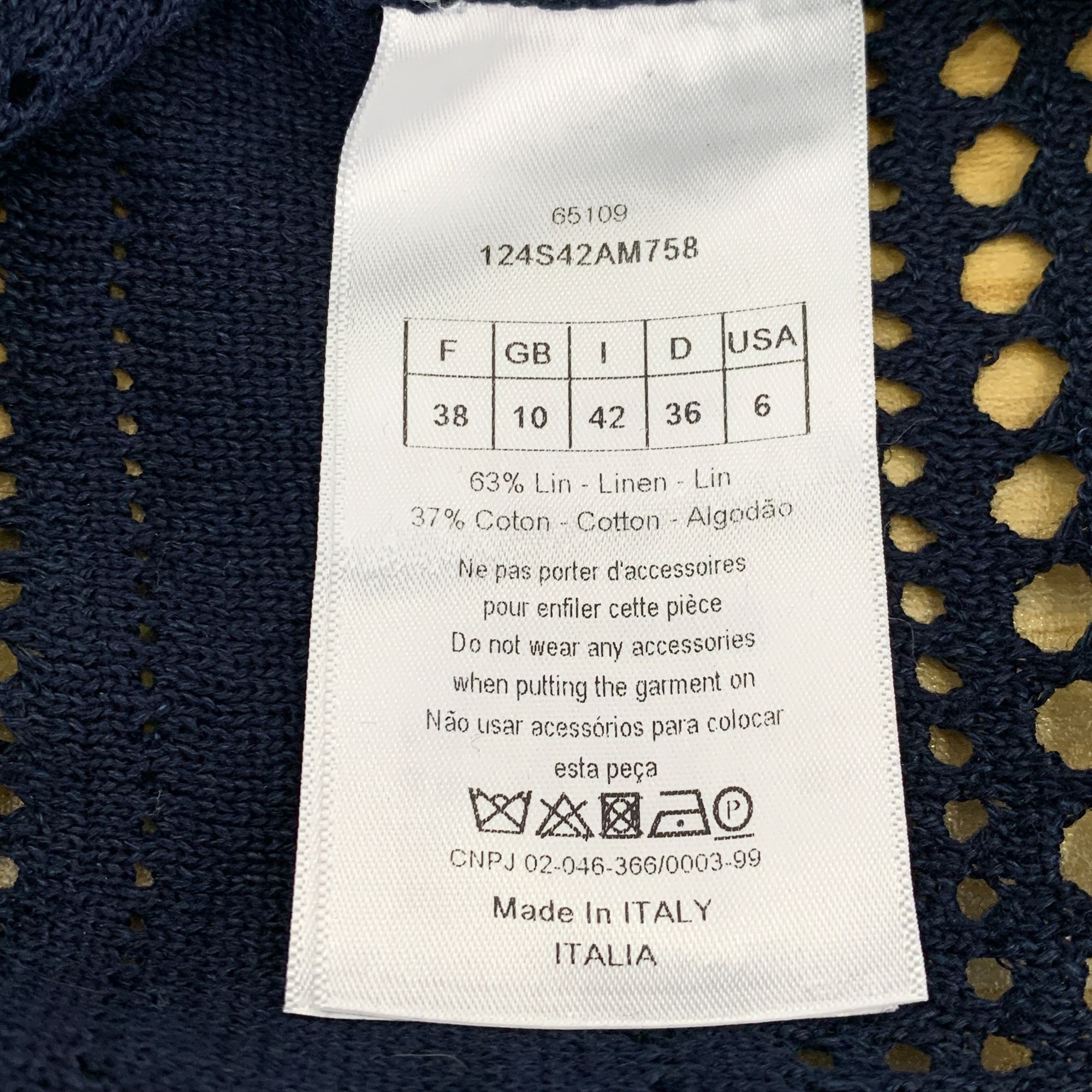 Christian Dior Monsieur Christian Dior Navy Blue Openwork Fringe Linen Knit Sweater Size XS / US 0-2 / IT 36-38 - 3 Thumbnail