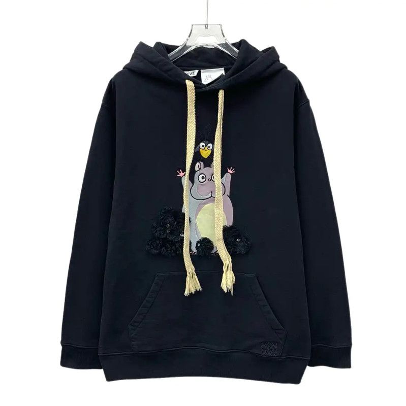 Loewe Loewe Black Cotton Women's Hoodie with Unique Design 0089 Size XS / US 0-2 / IT 36-38 - 1 Thumbnail