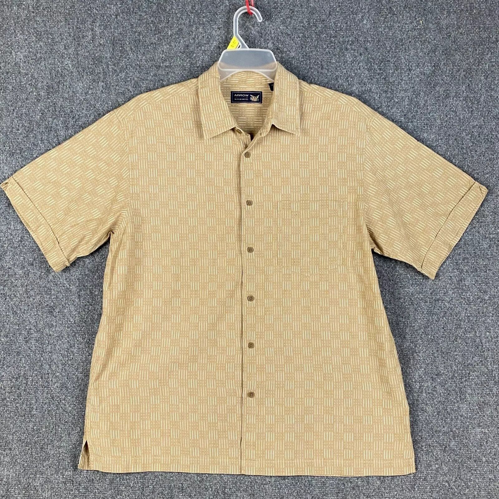 Arrow Arrow Button Up Shirt Men's Large Cotton Short Sleeve Tan Size US L / EU 52-54 / 3 - 1 Thumbnail