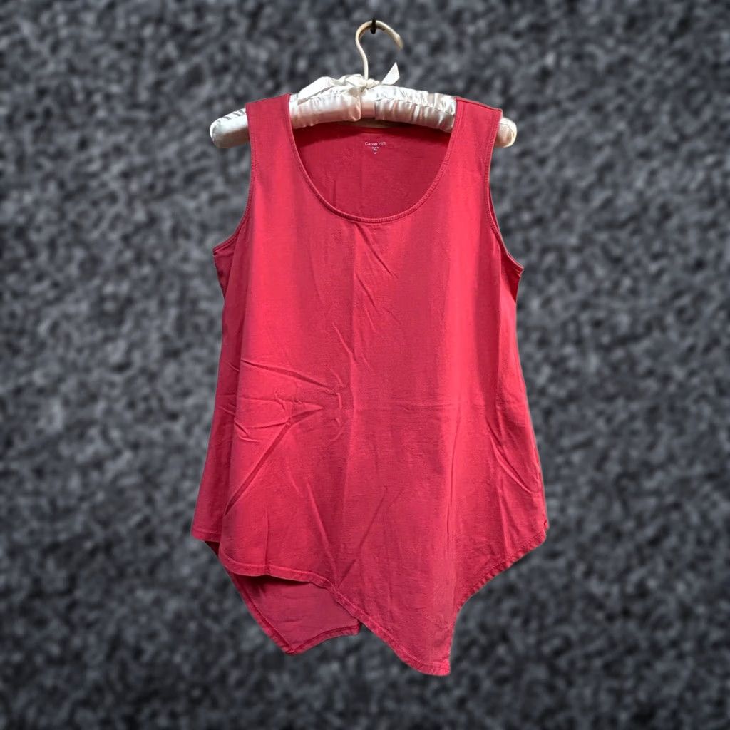 Vintage Garnet Hill Scoop Neck Pima Cotton Asymmetrical Tank Top Red Size Medium Size M / US 6-8 / IT 42-44 - 1 Thumbnail