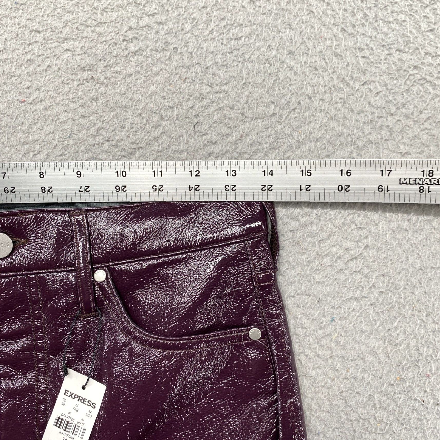 Express Express Women’s Purple Modern Straight Super High Rise Polyurethane Pants SZ 2R Size 26" / US 2 / IT 38 - 6 Thumbnail