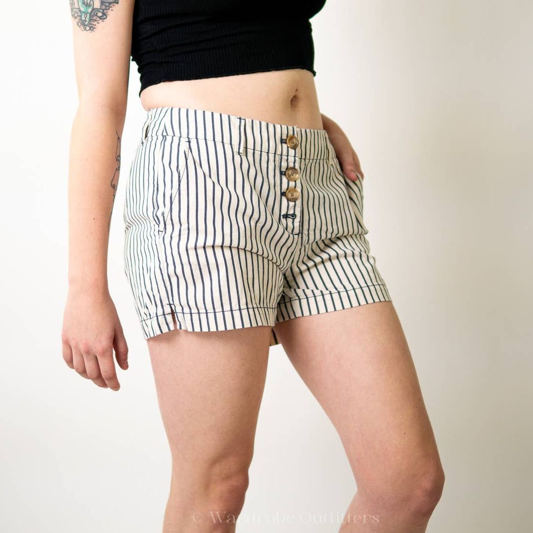 Loft LOFT Cotton Nautical Pinstripe Shorts Size 27" / US 4 / IT 40 - 3 Thumbnail