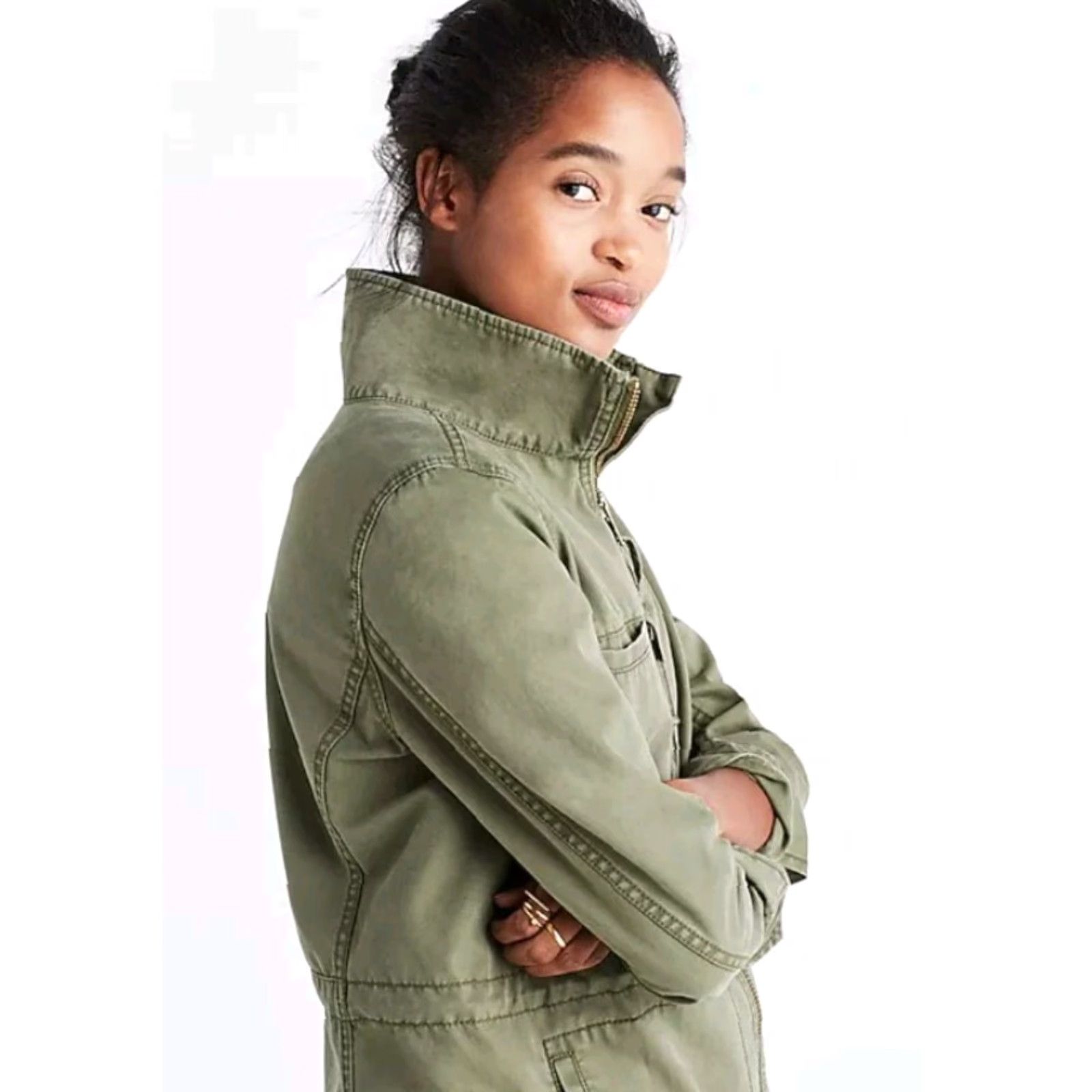 Madewell Madewell Fleet Jacket Olive Green Drawstring Waist Women's Sz M Size S / US 4 / IT 40 - 2 Thumbnail