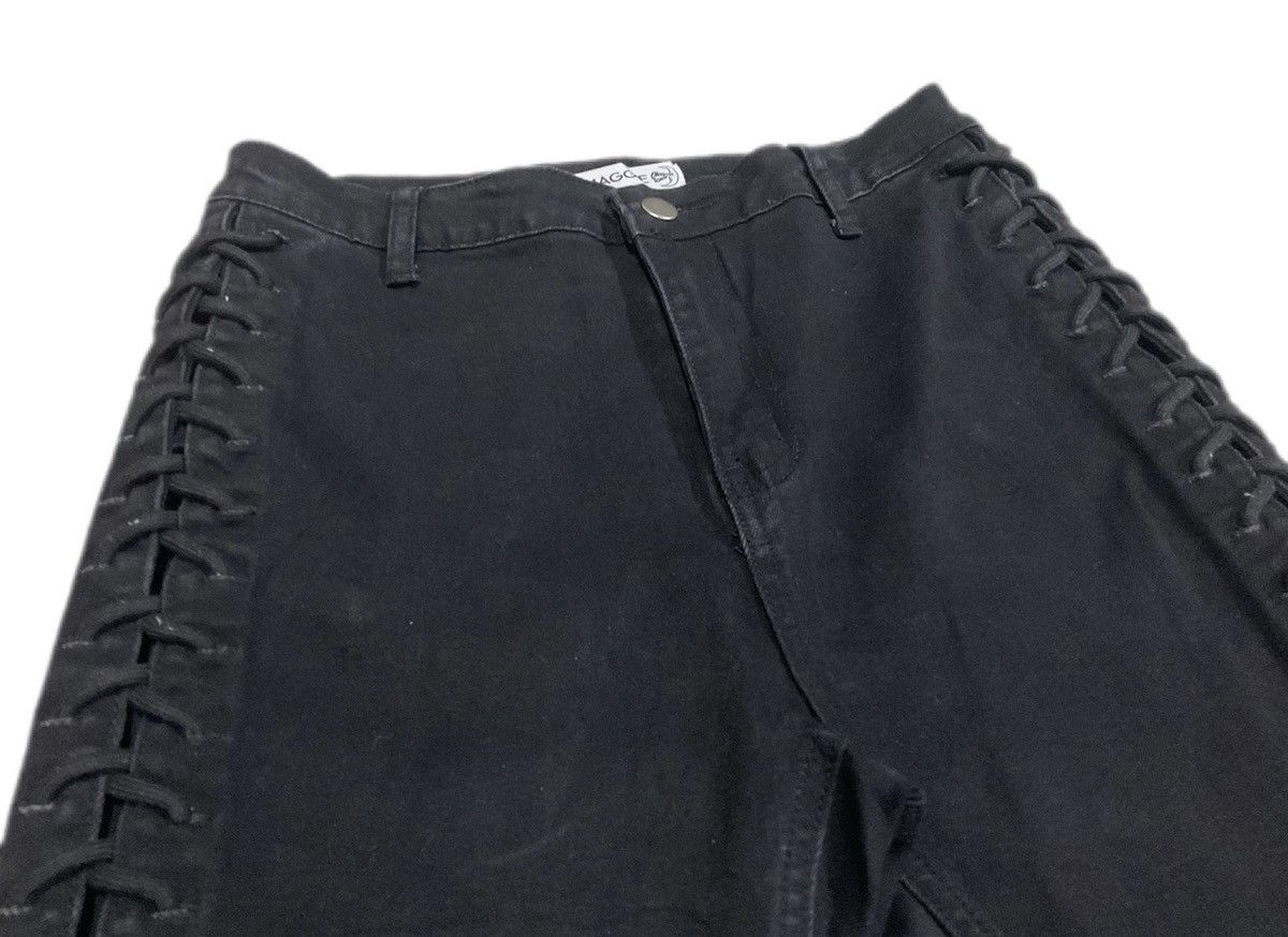 If Six Was Nine × Japanese Brand × Le Grande Bleu (L.G.B.) 🔥Sick Y2K Shaggie Bondage Laces Up Flared Denim Black Size US 26 / EU 42 - 3 Thumbnail