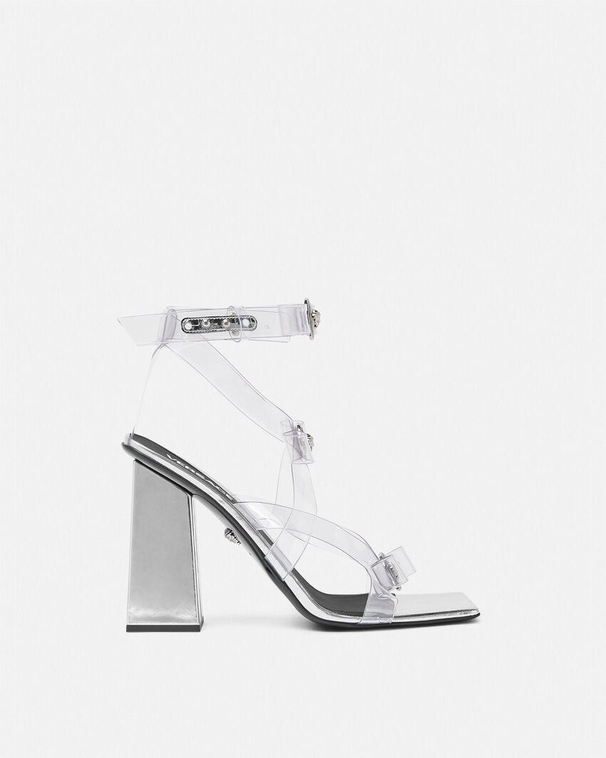 Versace Gianni Ribbon Transparent Cage Sandals 105mm SIZE 35